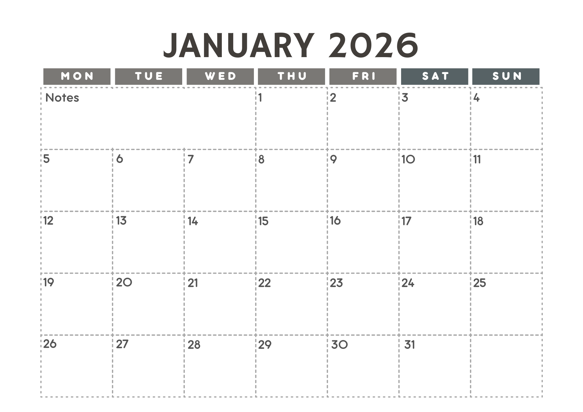 2026 Calendar