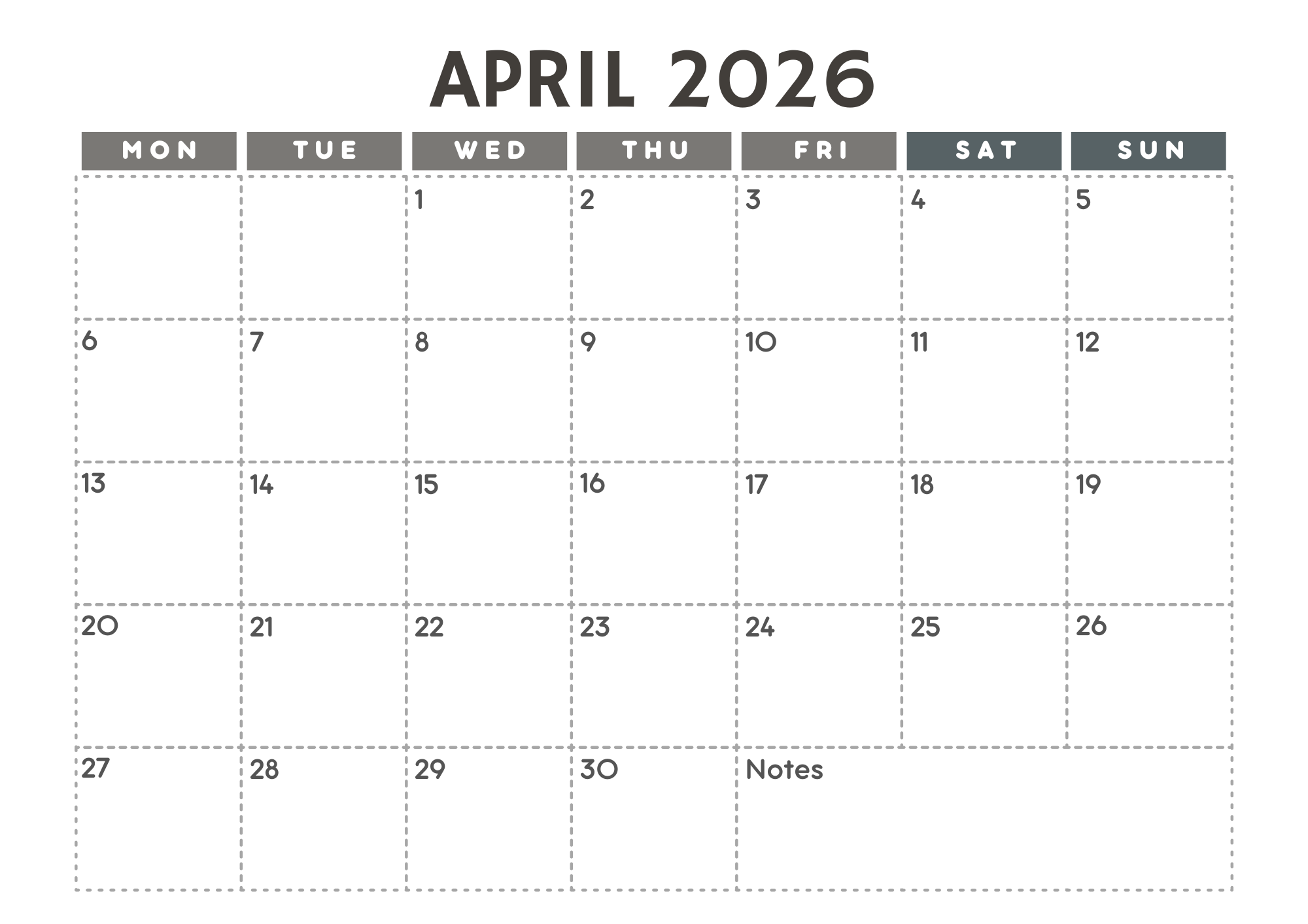 2026 Calendar