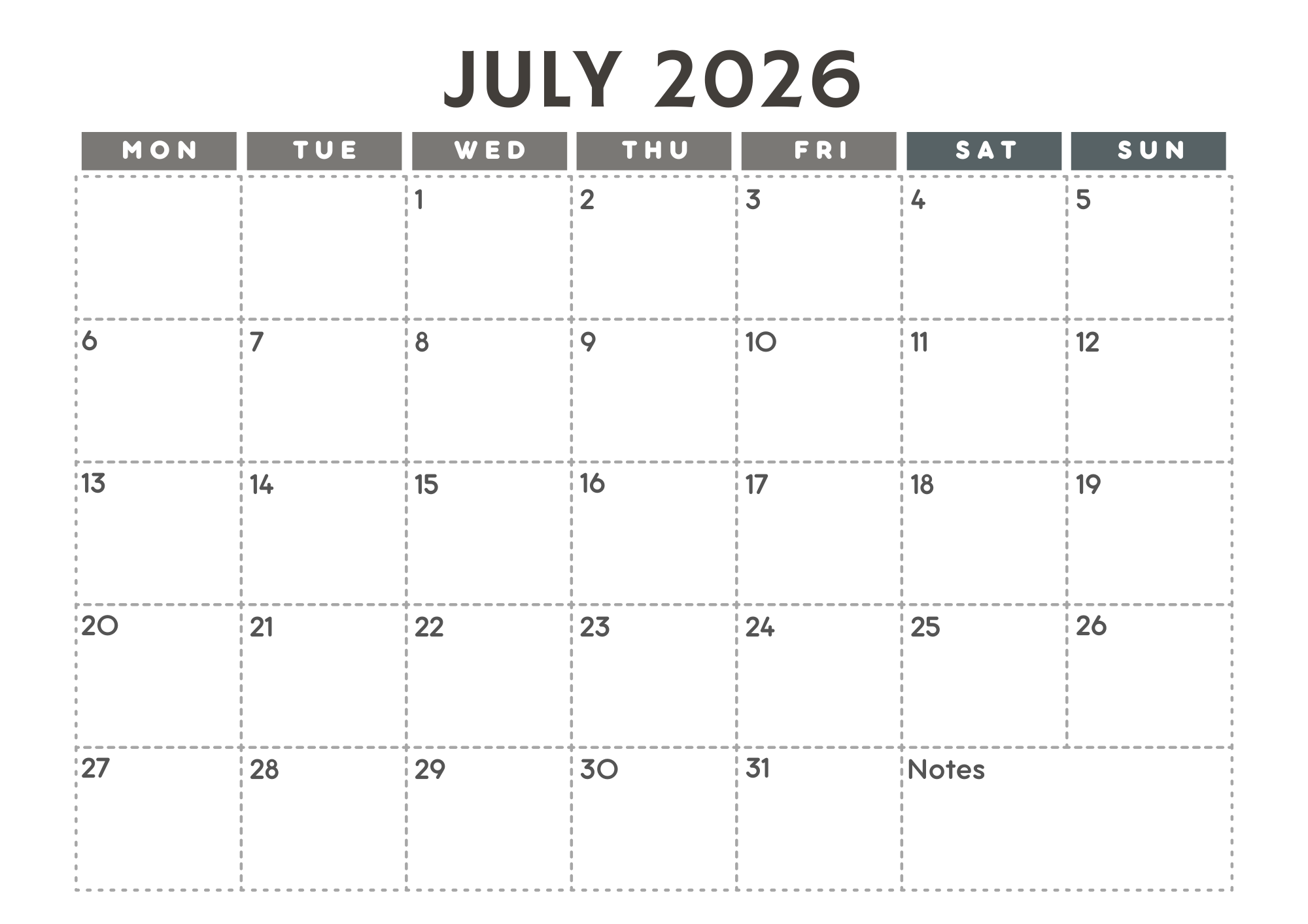 2026 Calendar