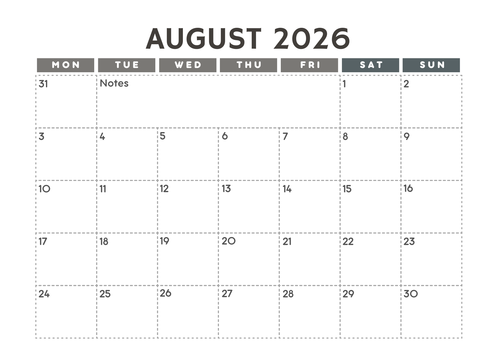 2026 Calendar