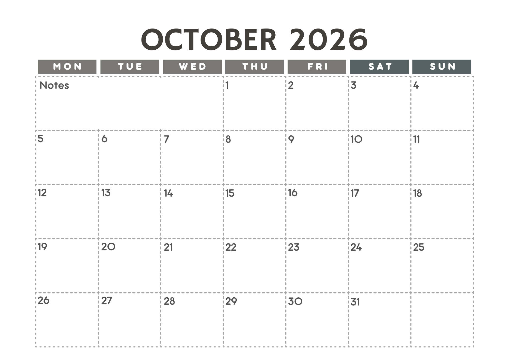 2026 Calendar