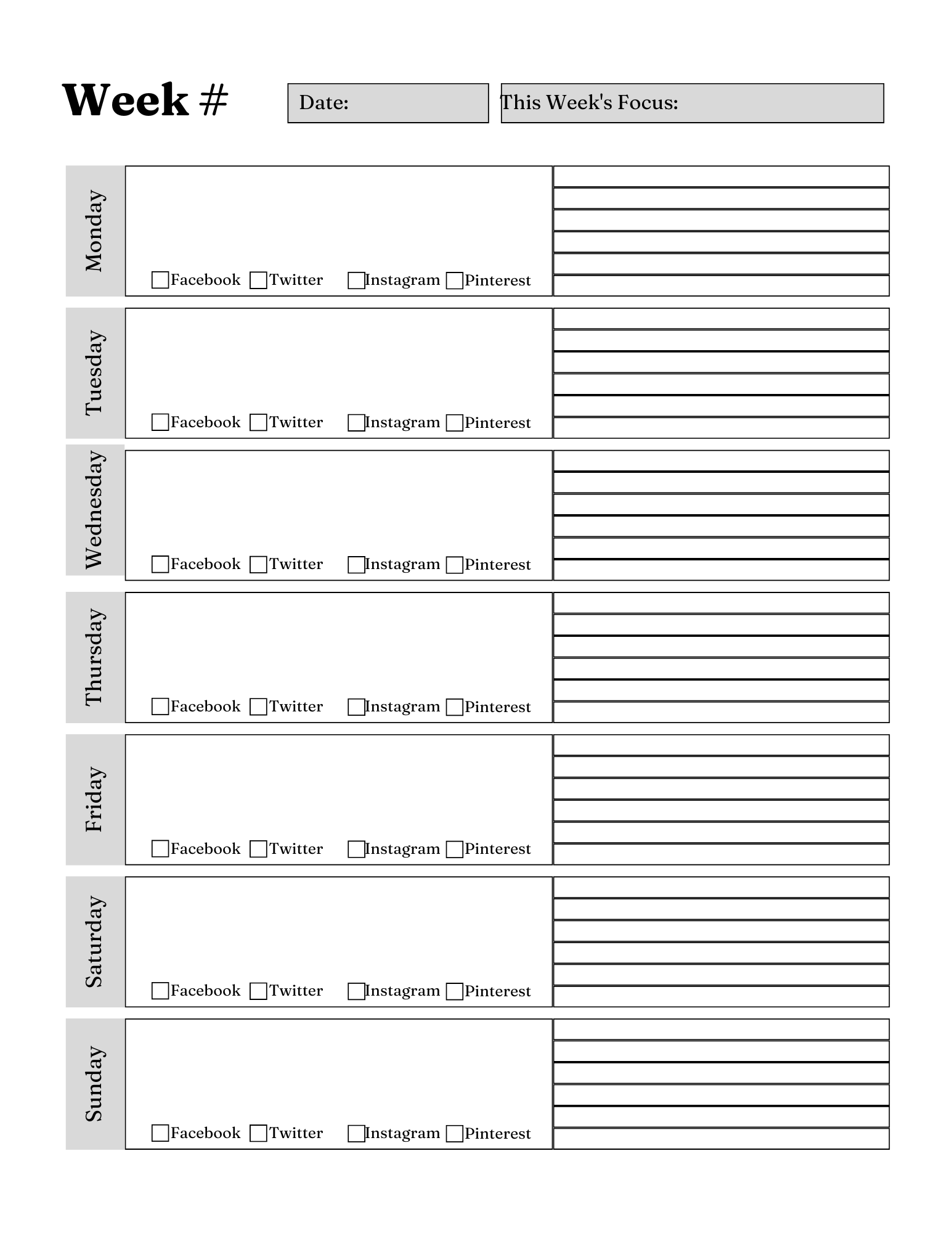 Social Media Success Planner
