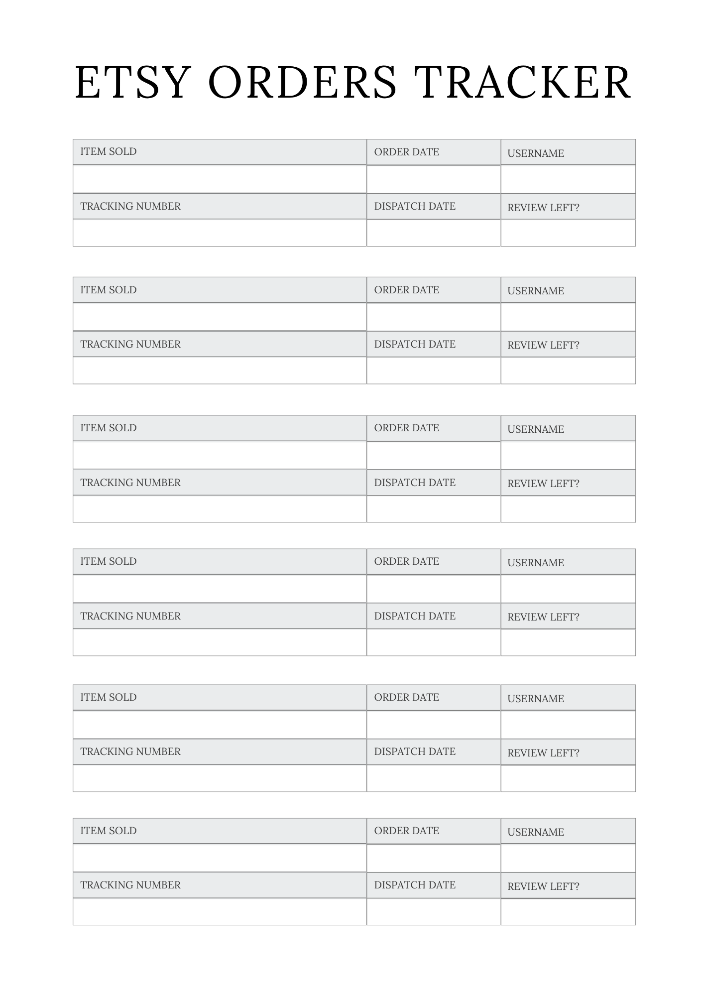 Etsy Shop Planner