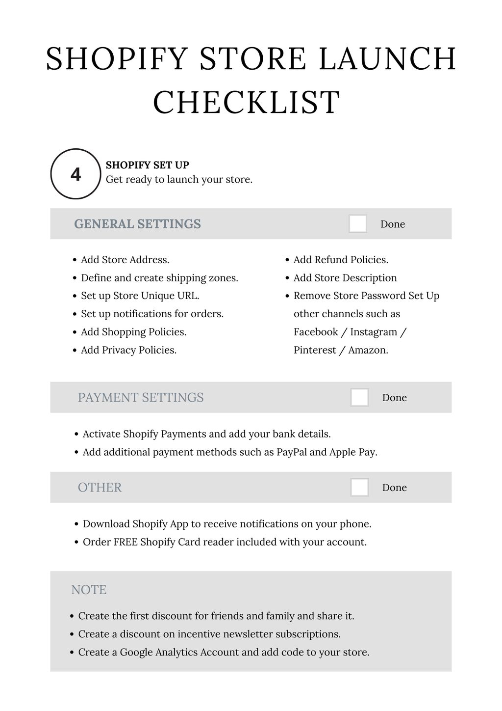 Shopify Success Planner