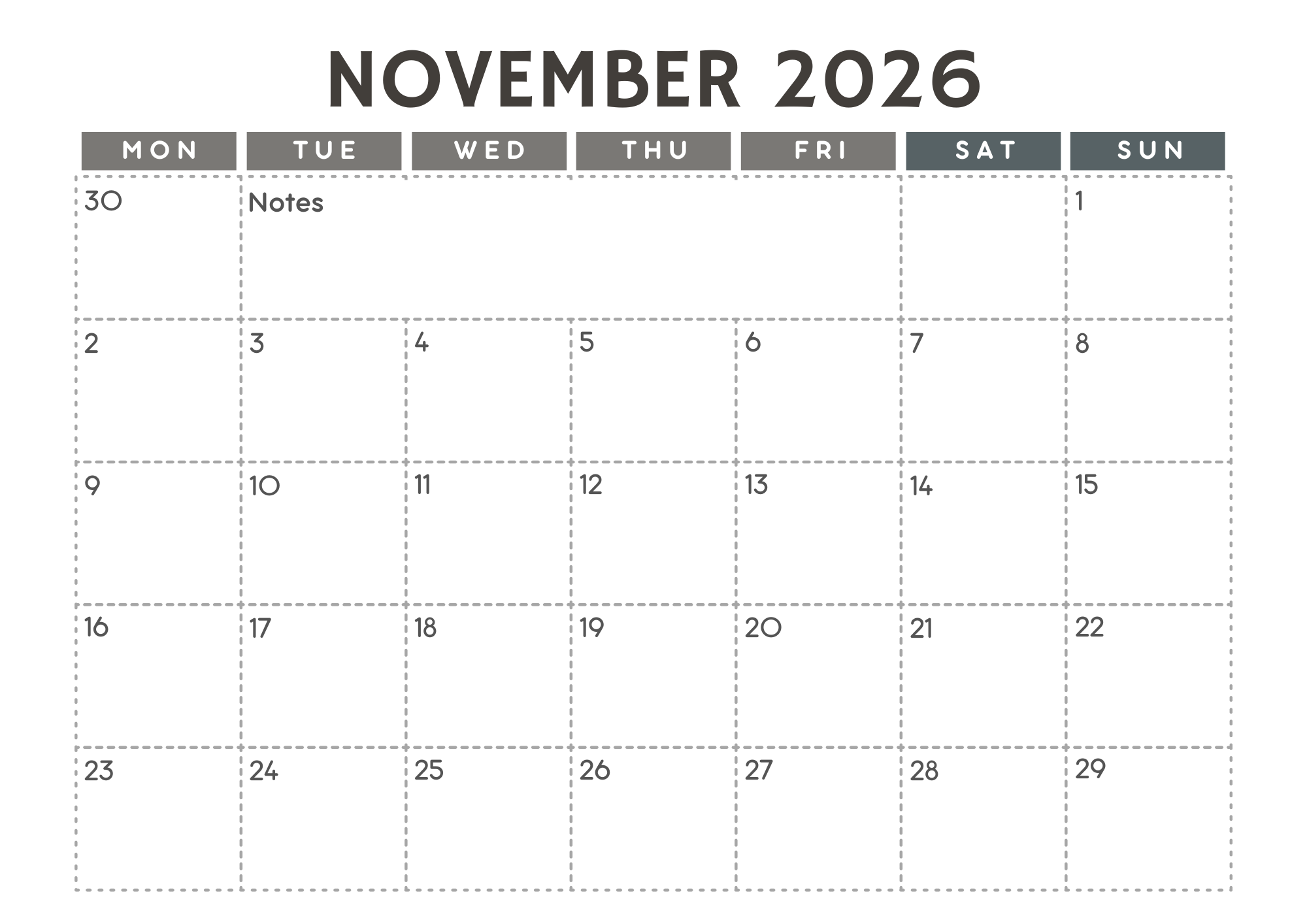 2026 Calendar