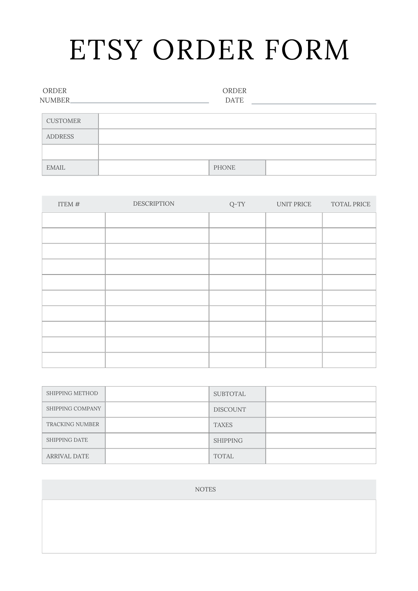 Etsy Shop Planner