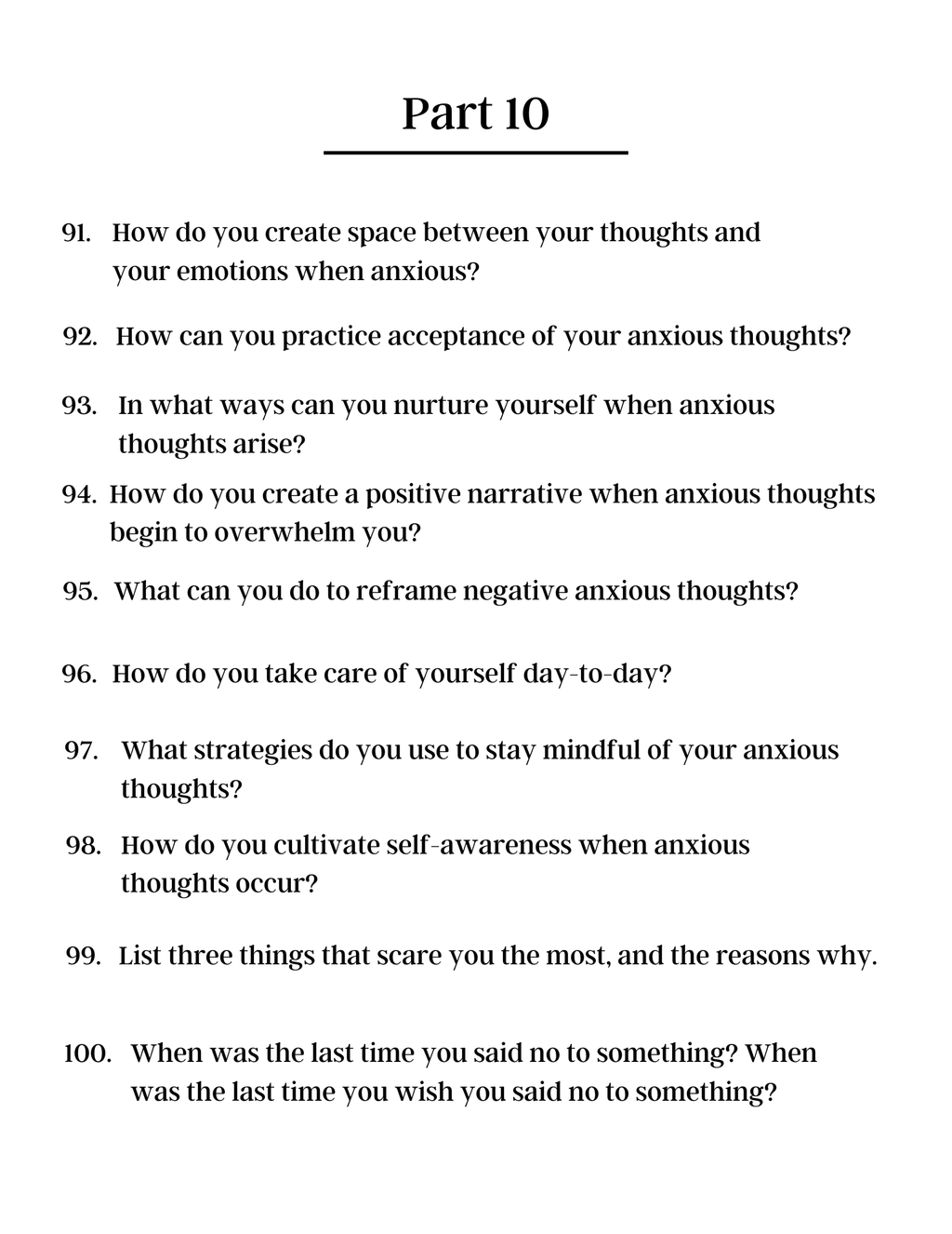 100 Deep Anxiety Prompts