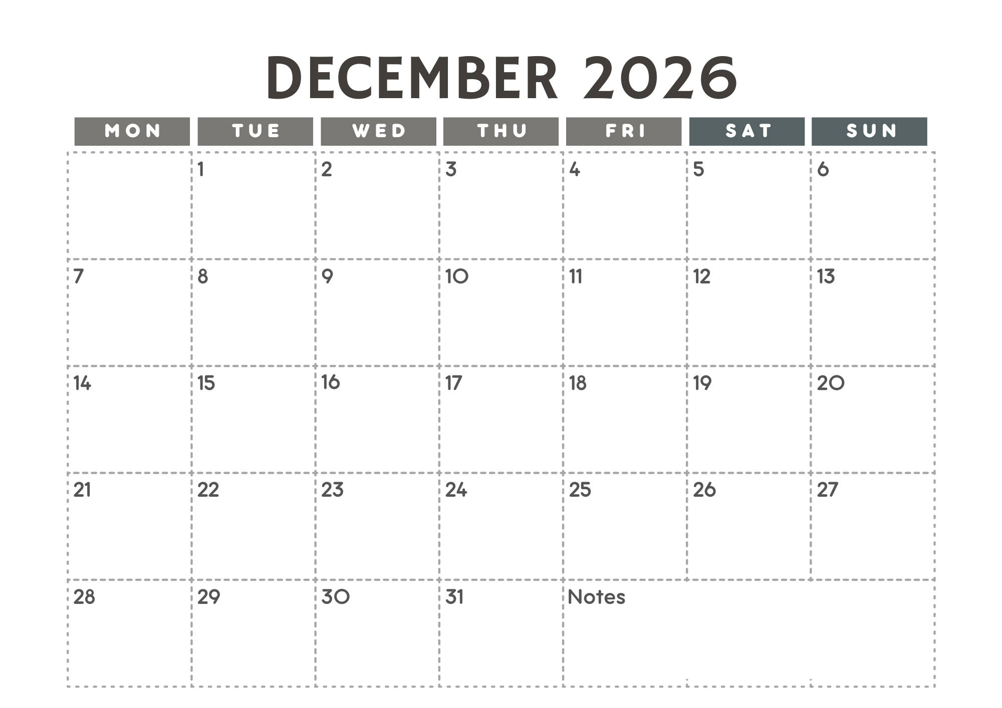 2026 Calendar