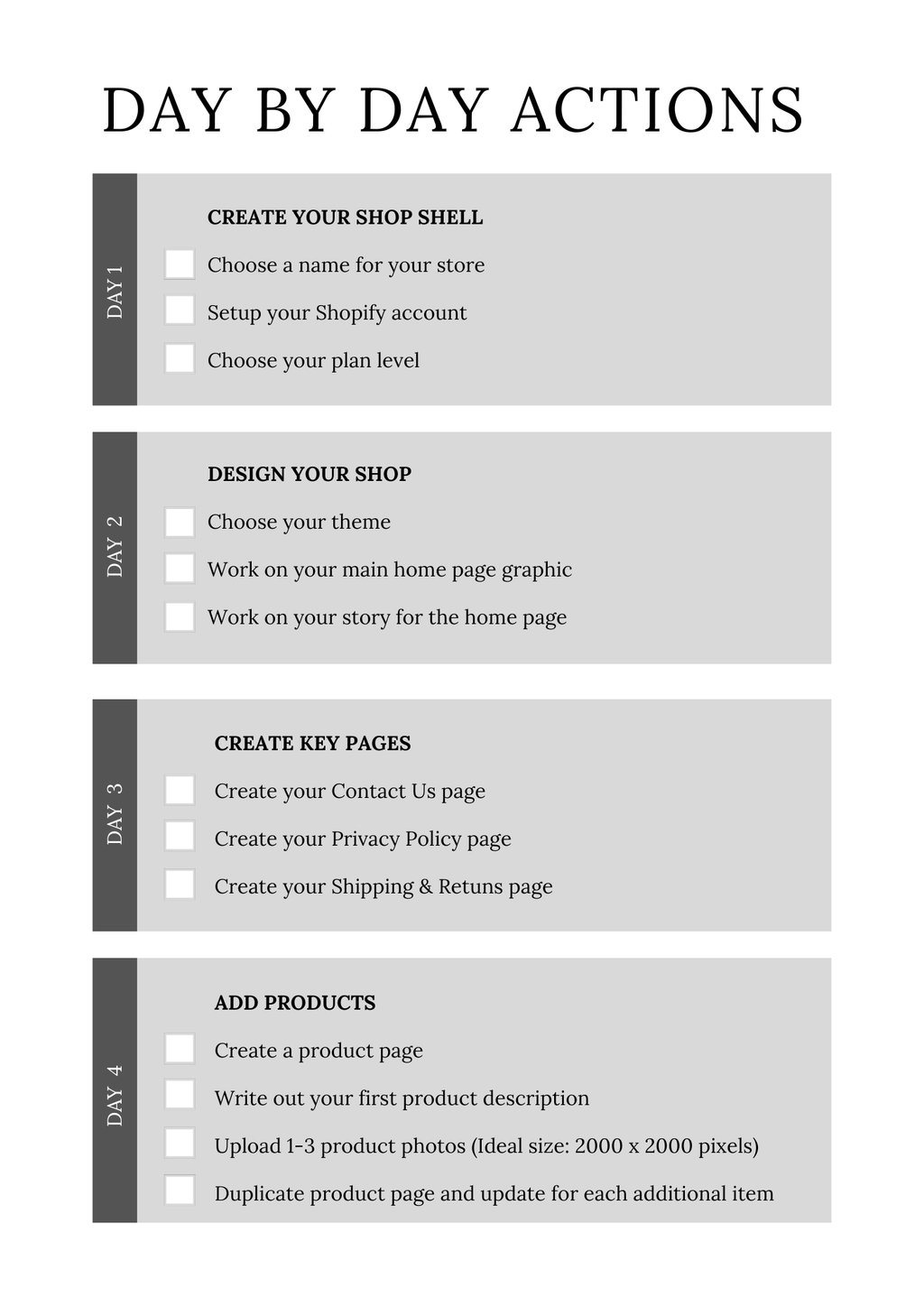 Shopify Success Planner