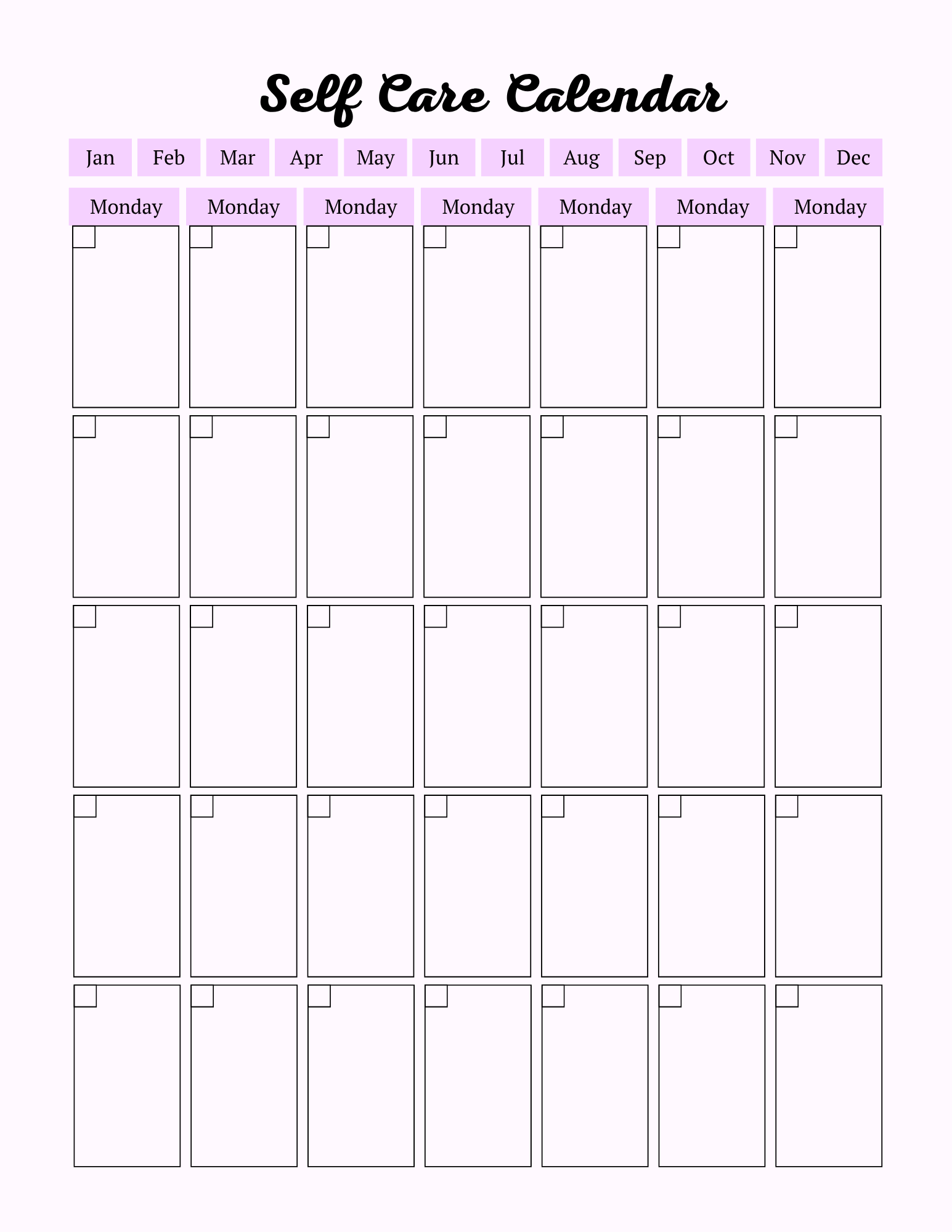 Colorful Self Care Planner