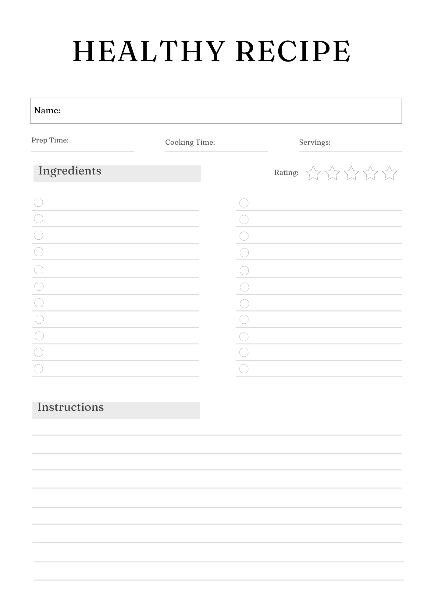 Active Life Meal Planner