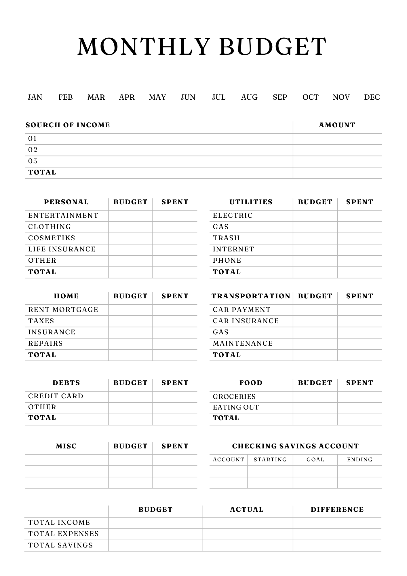 Household Management Planner