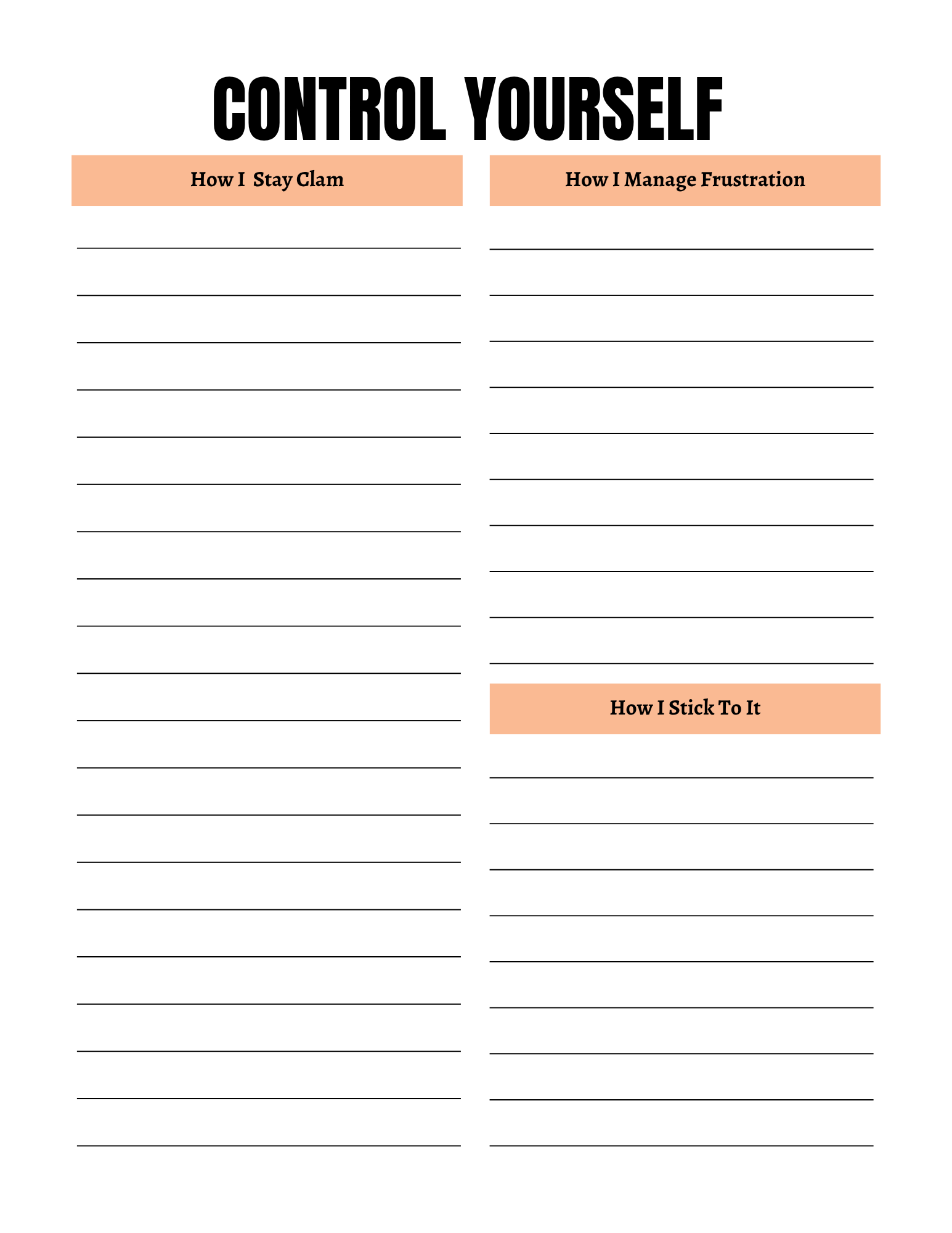 Self Control Activity Book