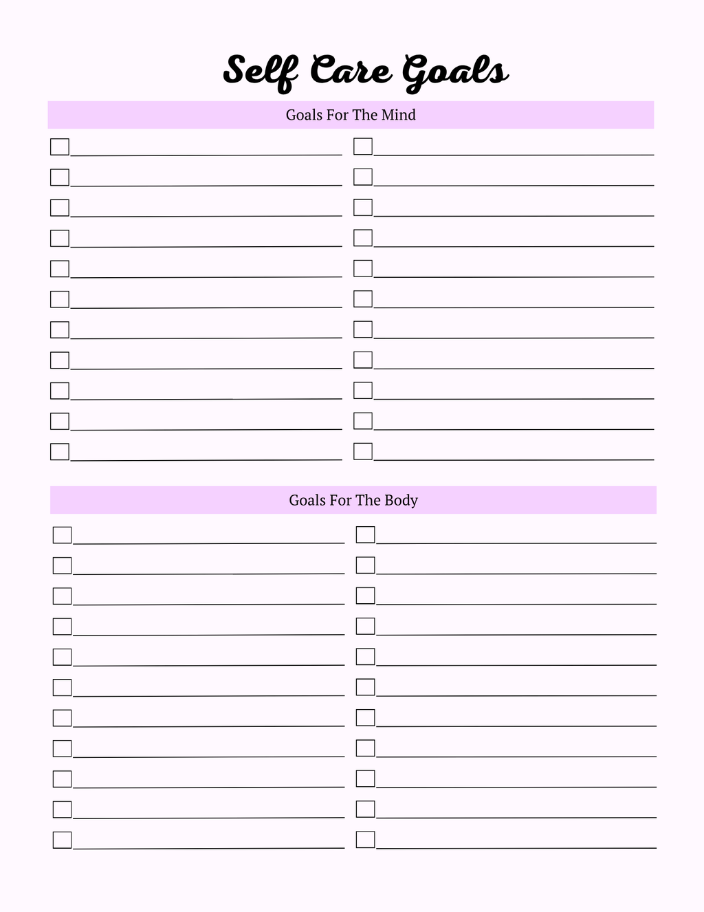 Colorful Self Care Planner