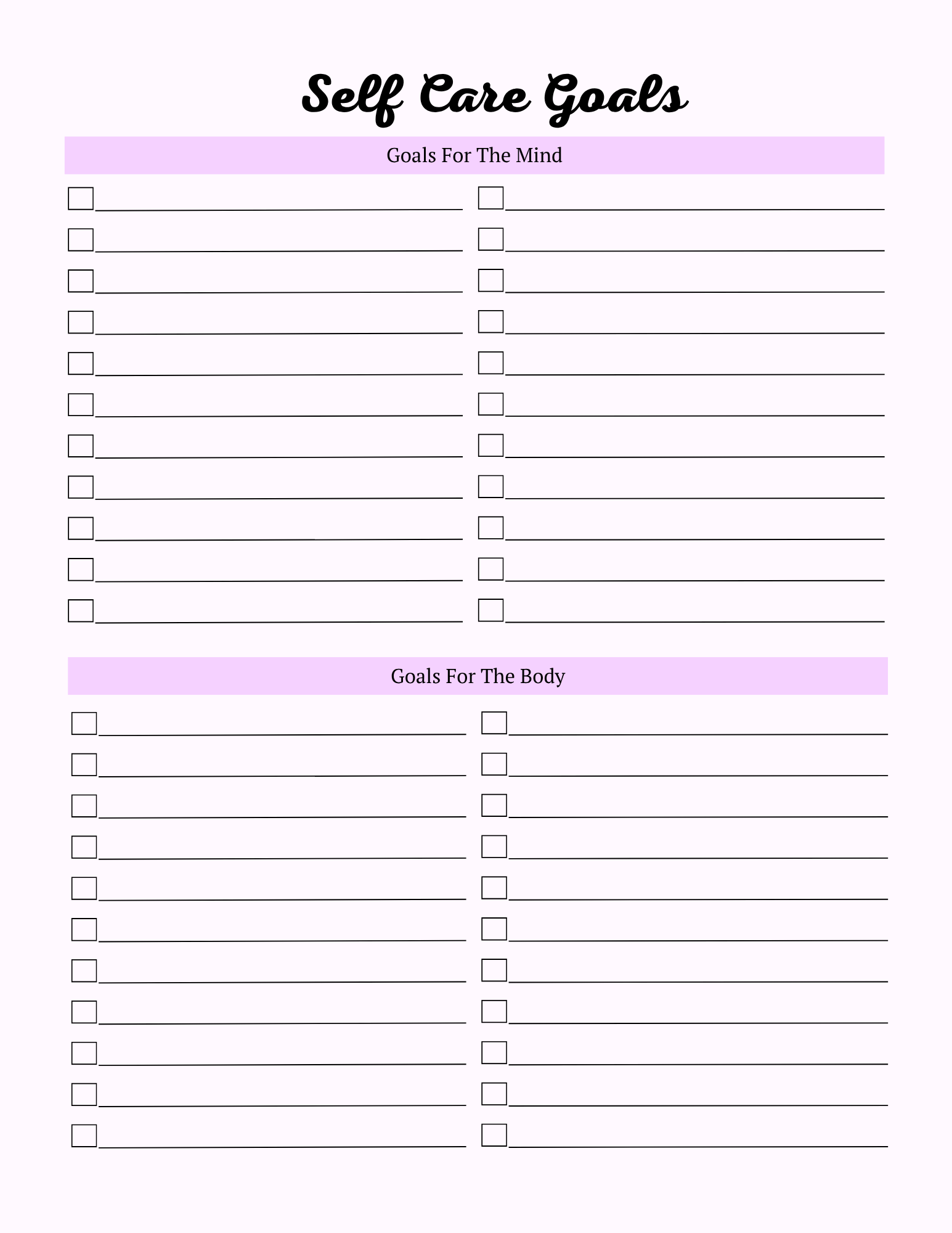 Colorful Self Care Planner