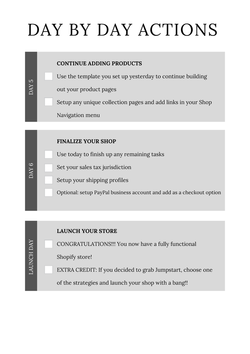 Shopify Success Planner