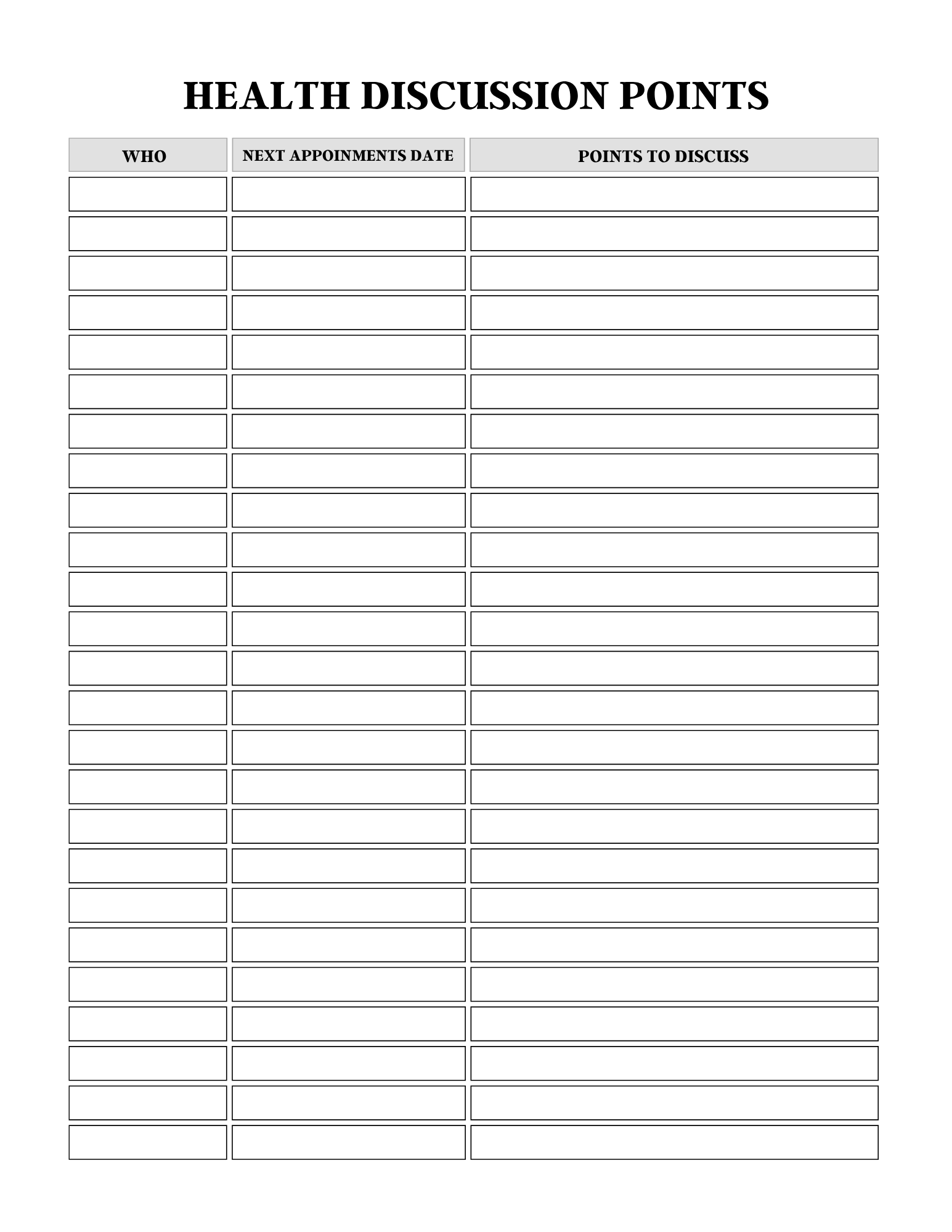 Comprehensive Health Care Planner