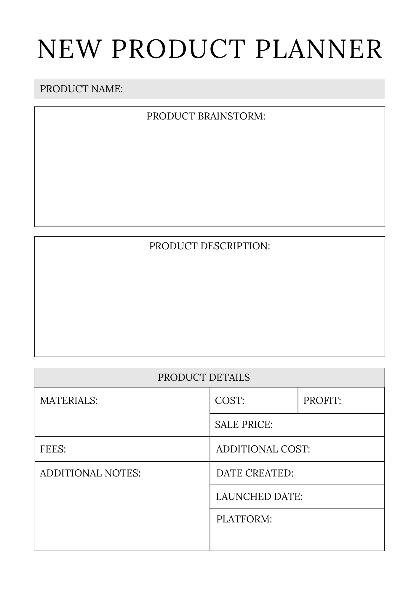 Digital Product Planner