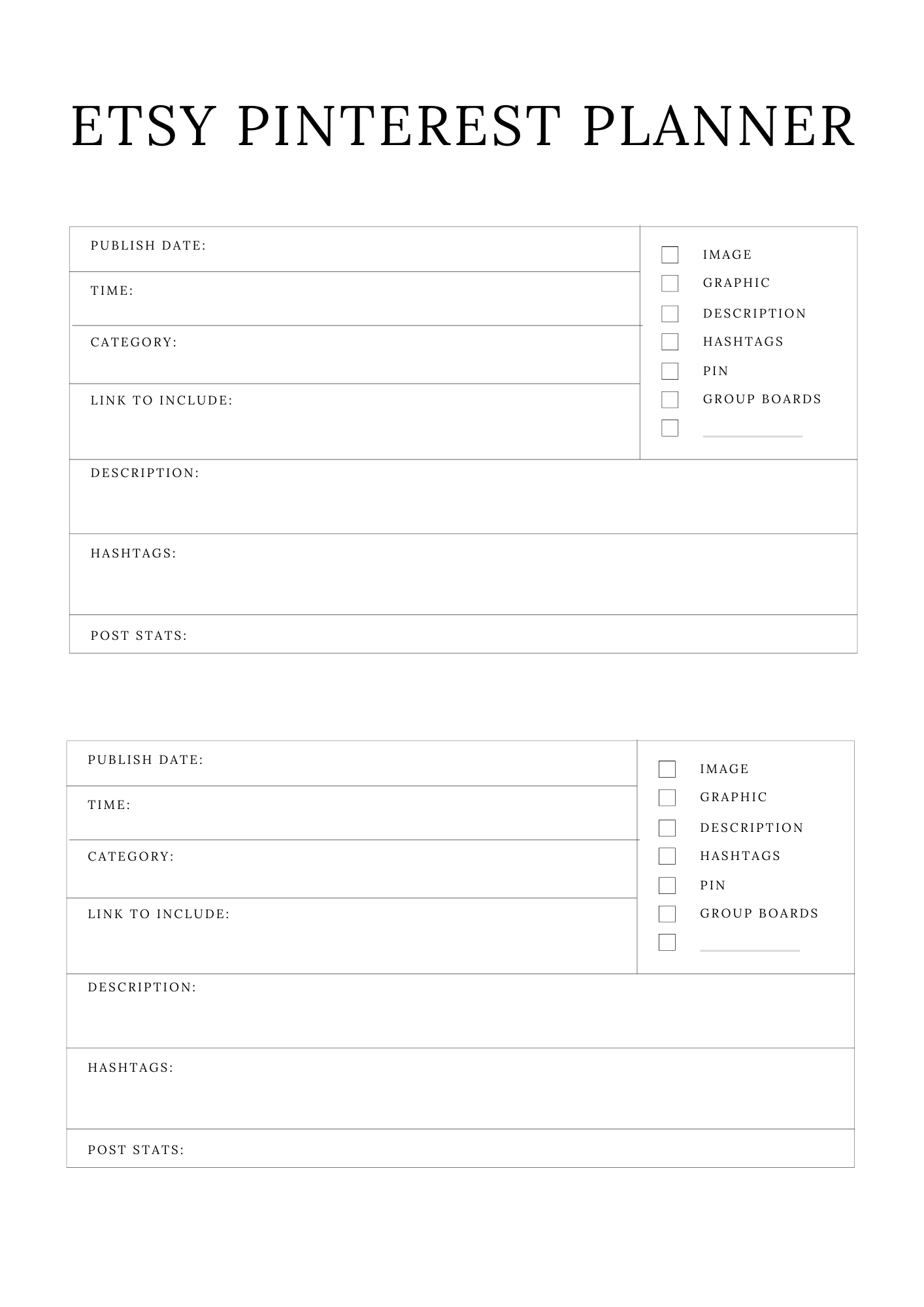 Etsy Shop Planner
