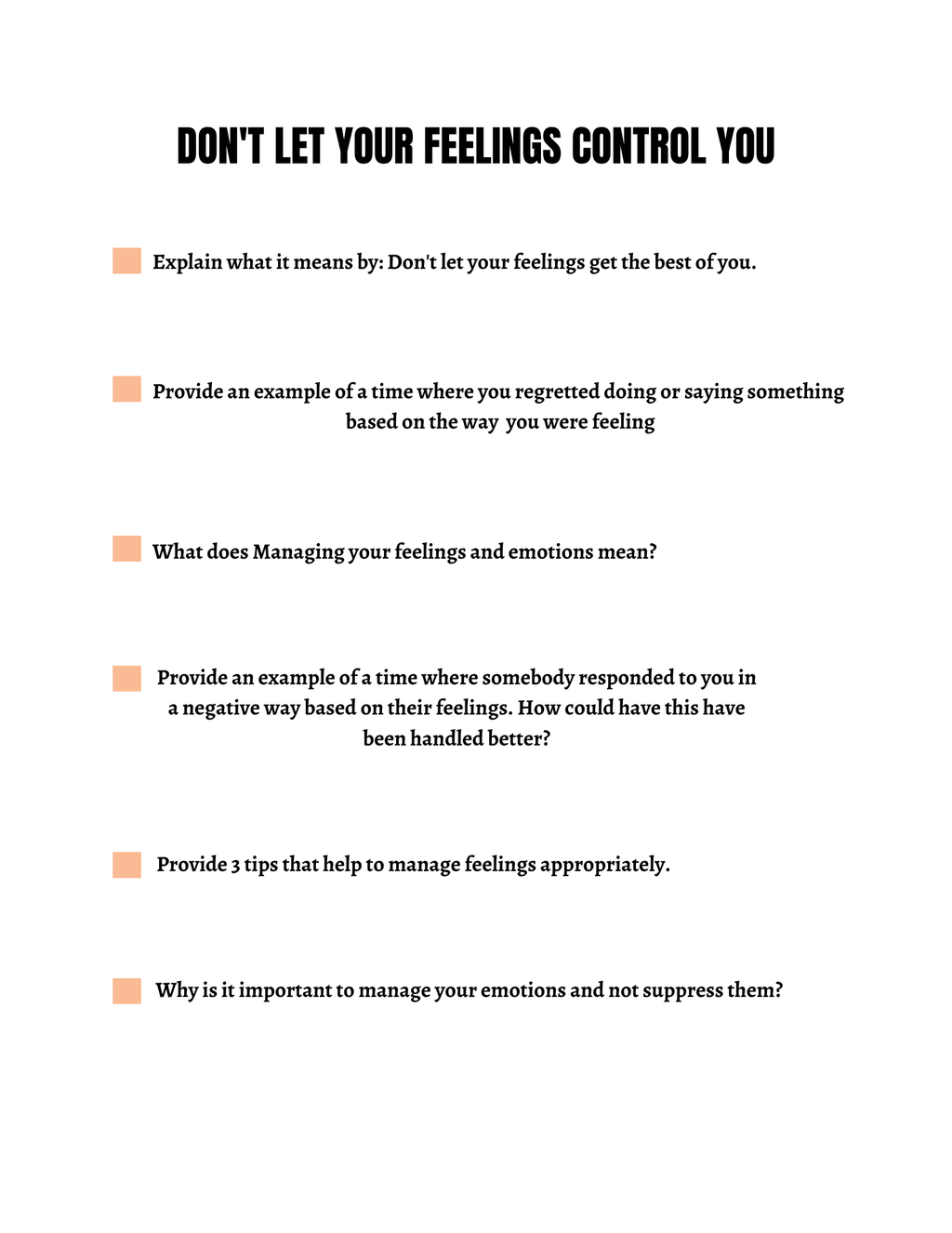 Self Control Activity Book