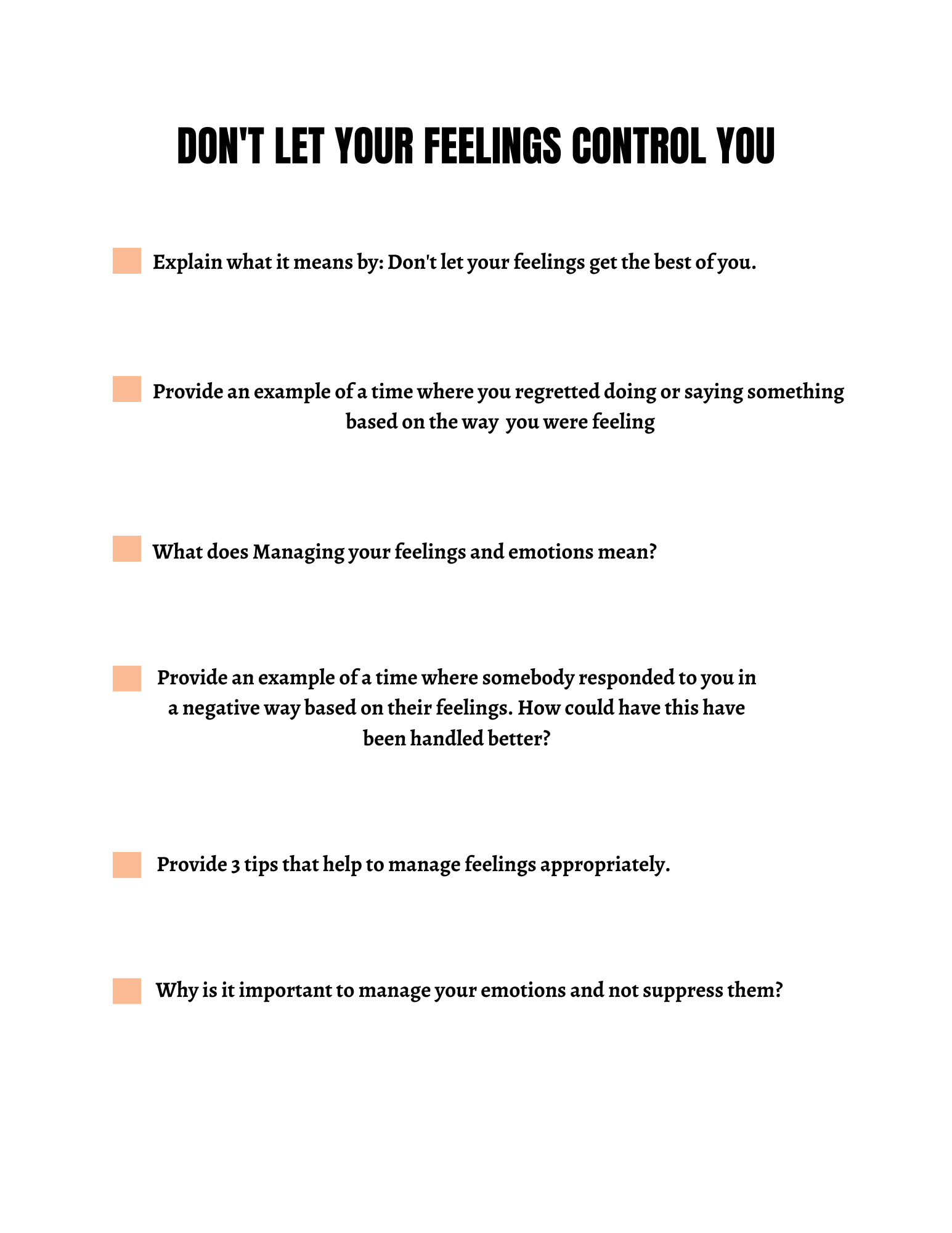 Self Control Activity Book