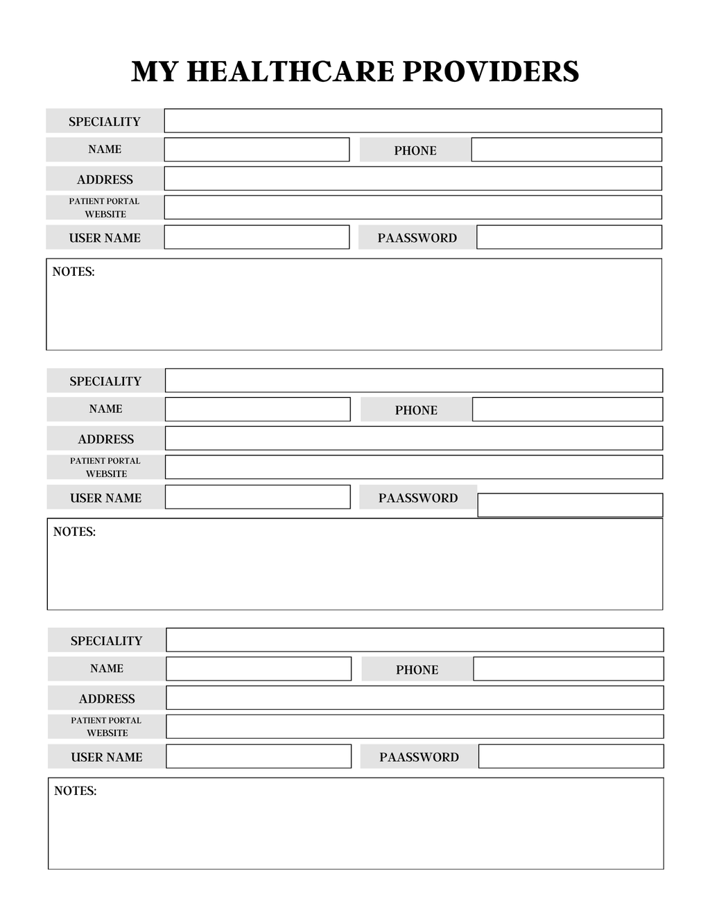 Comprehensive Health Care Planner