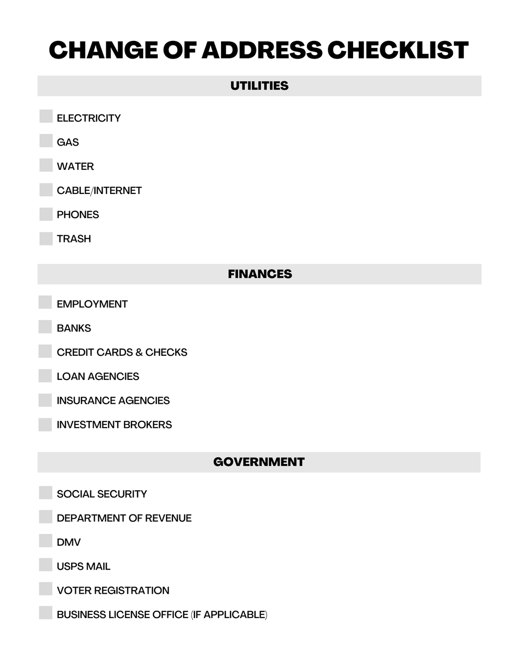 Essential Moving Planner