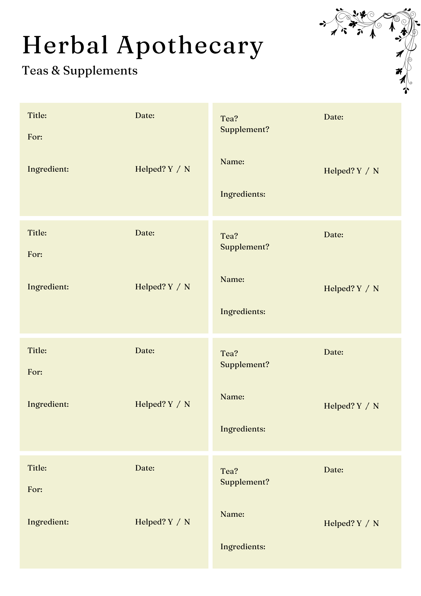 Herbs & Essential Oil Planner