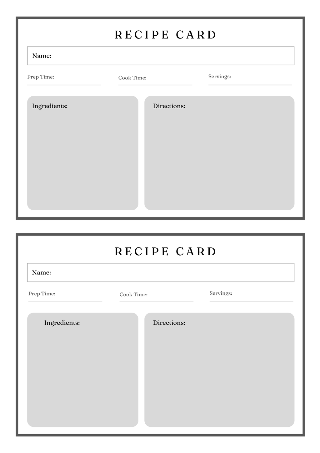 Gourmet Recipe Card Set & Bundle