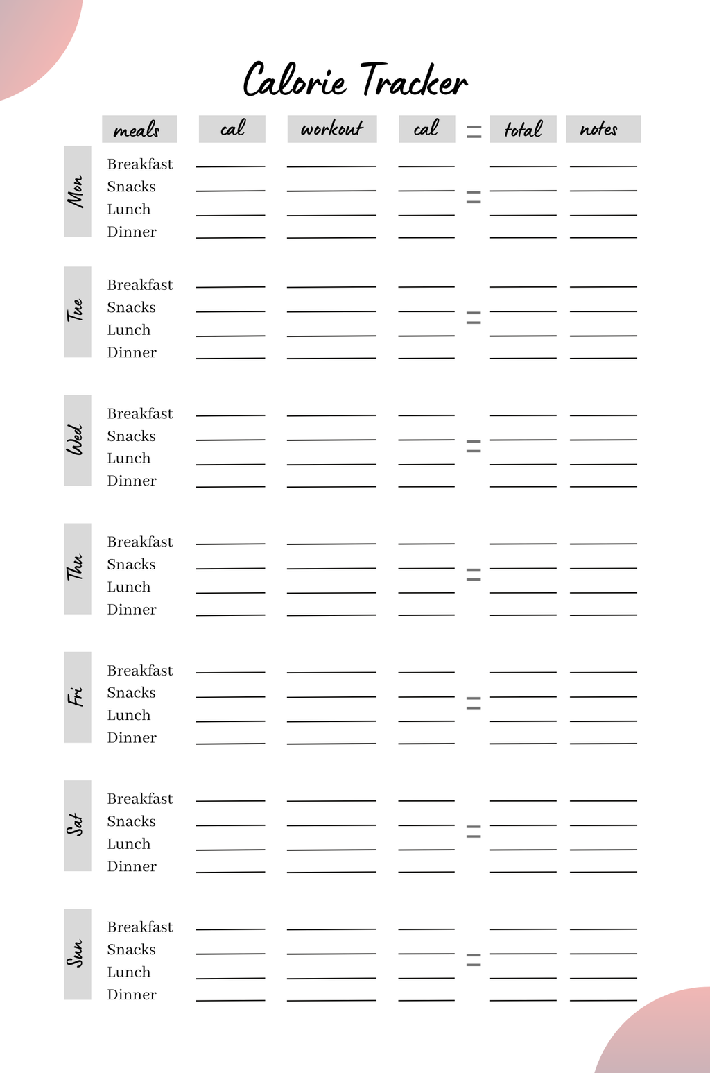 Transform 12 Weight Loss Planner
