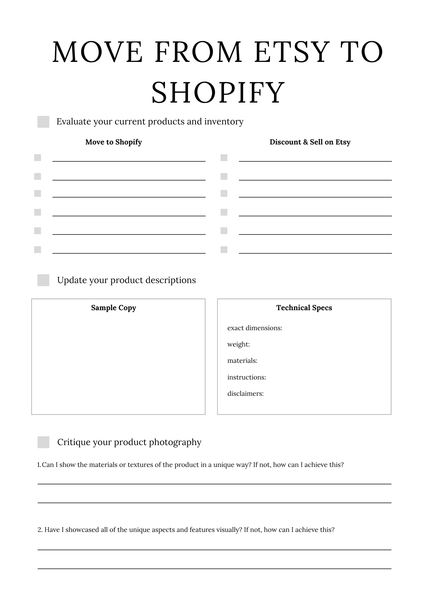 Shopify Success Planner