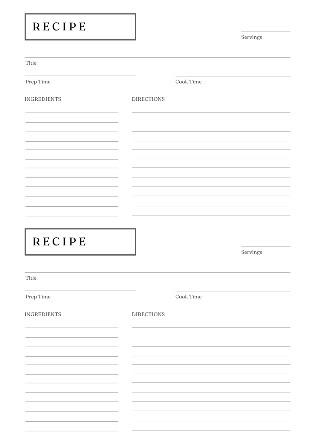 Gourmet Recipe Card Set & Bundle