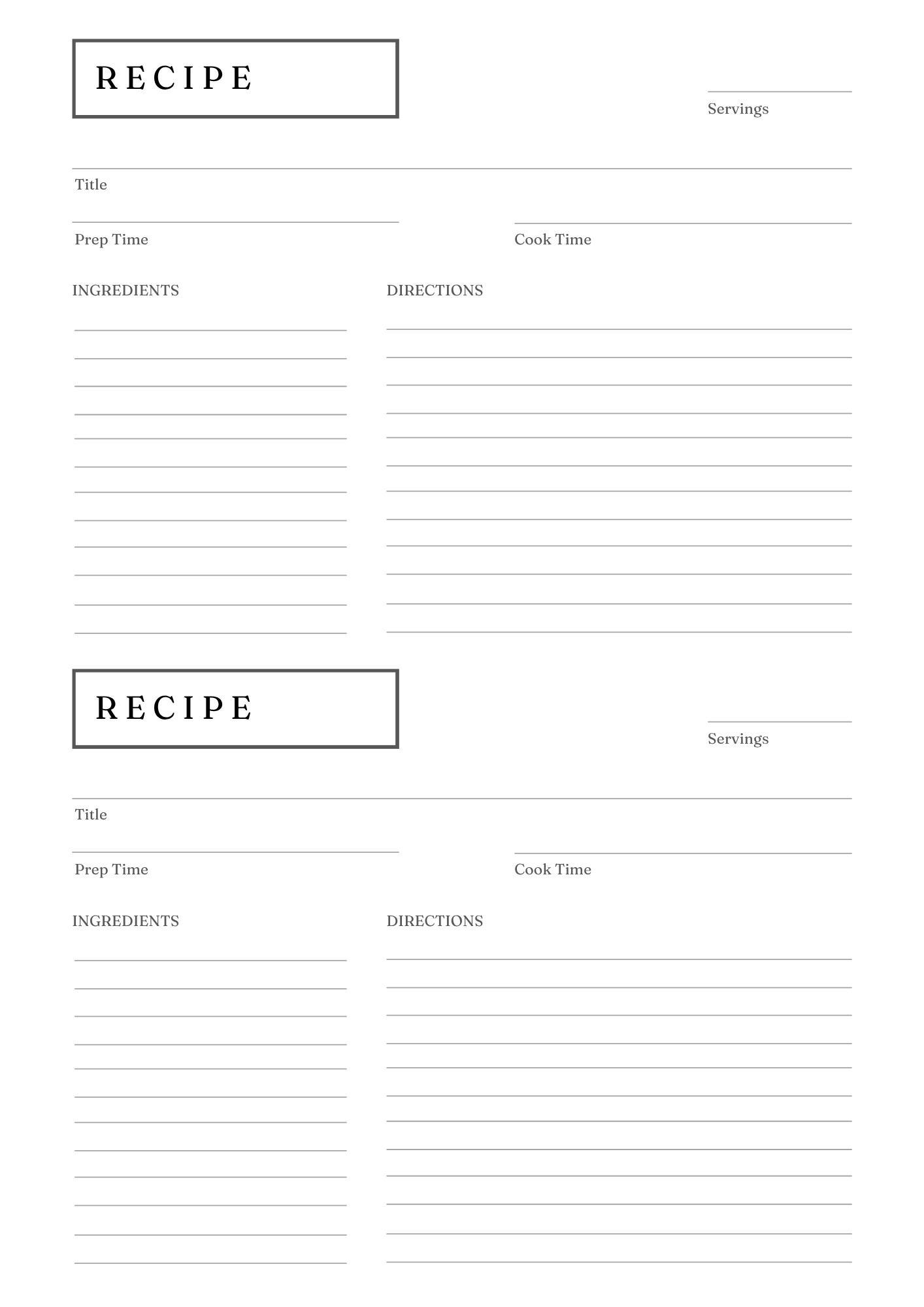 Gourmet Recipe Card Set & Bundle