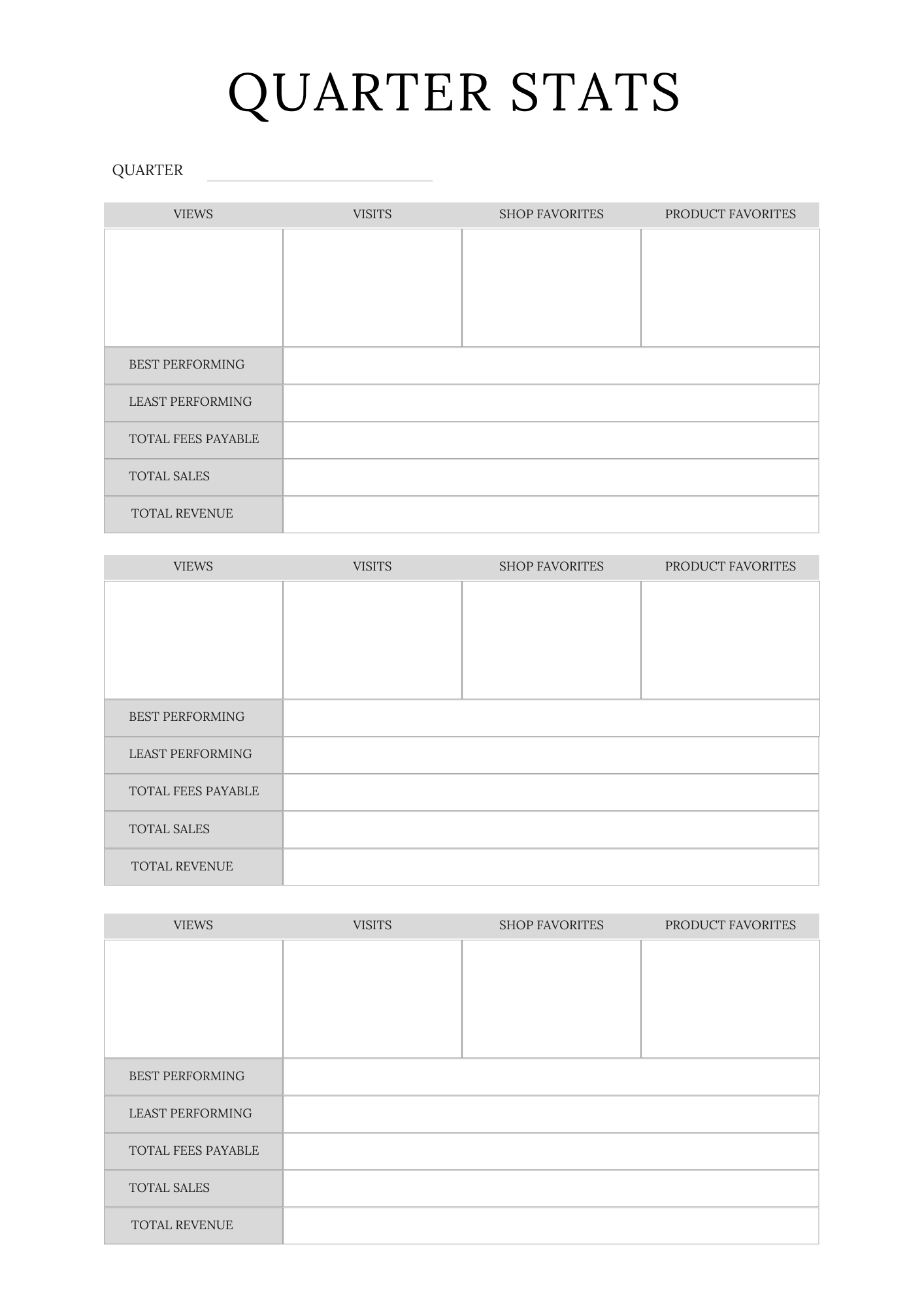 Etsy Shop Planner
