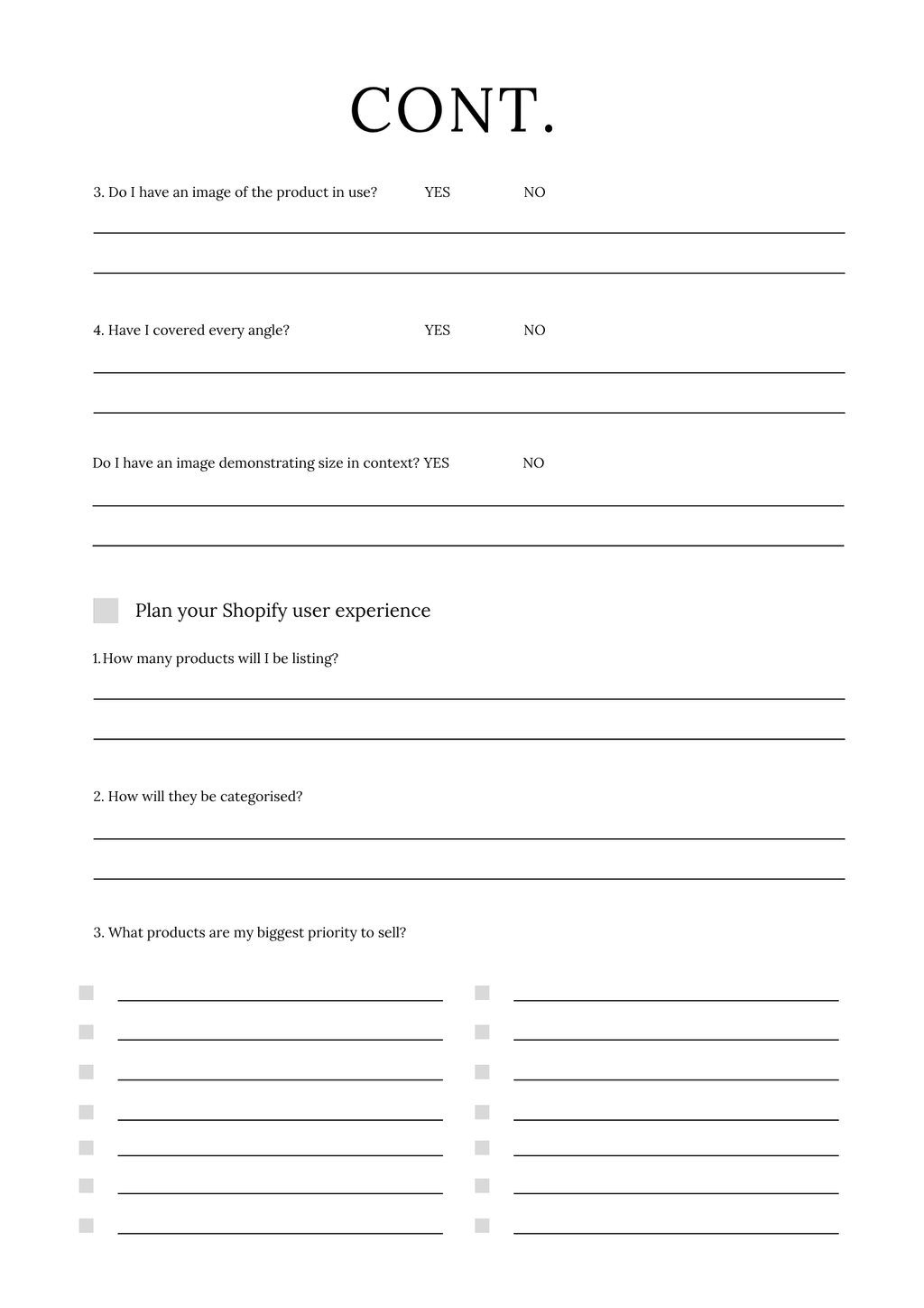 Shopify Success Planner