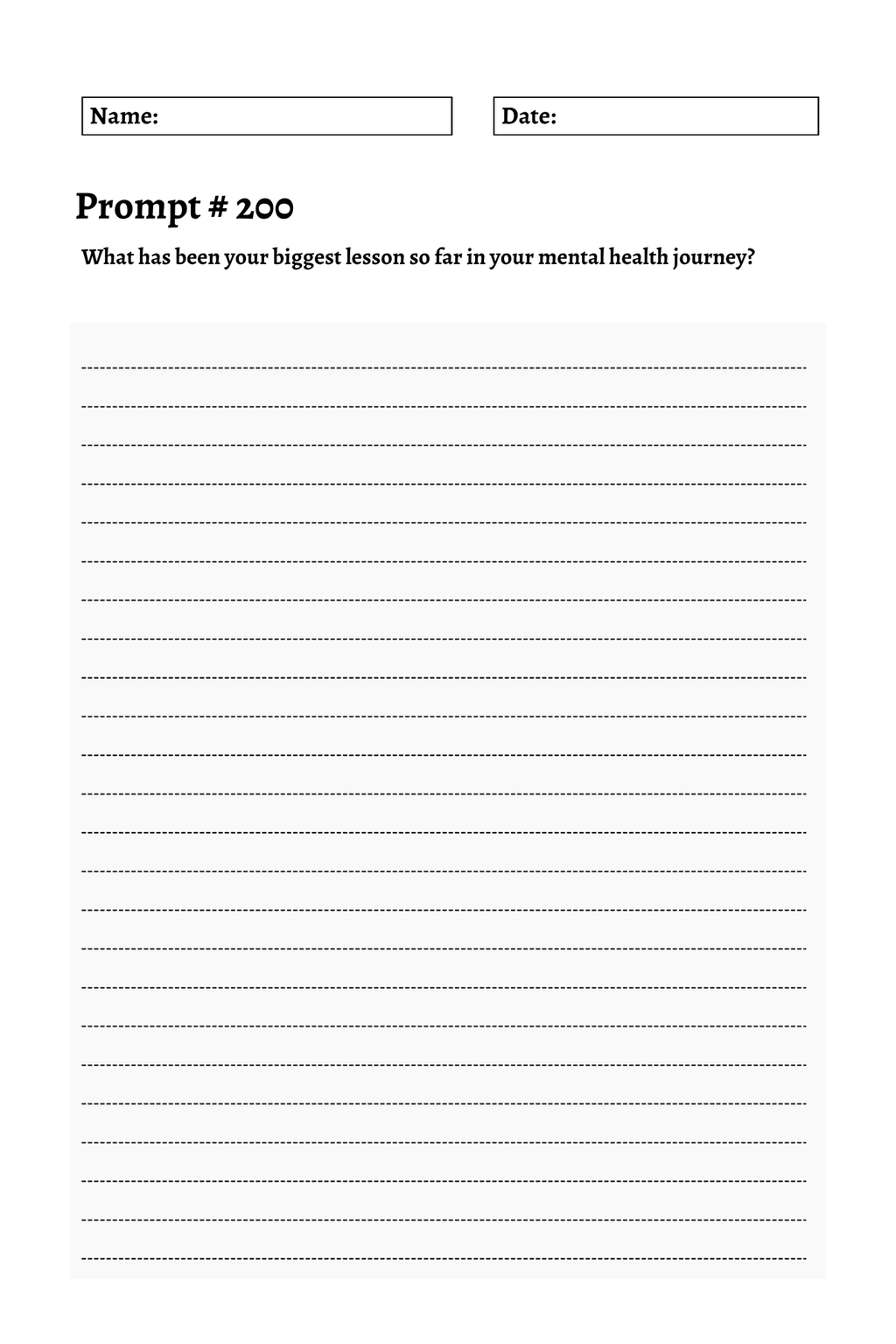 200 Mental Health Journey Prompts