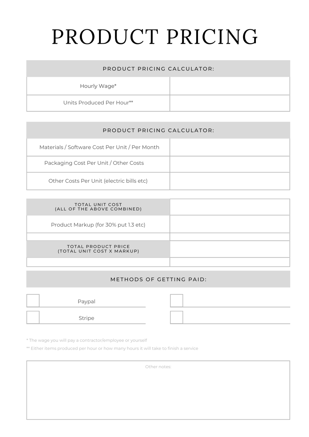 Digital Product Planner