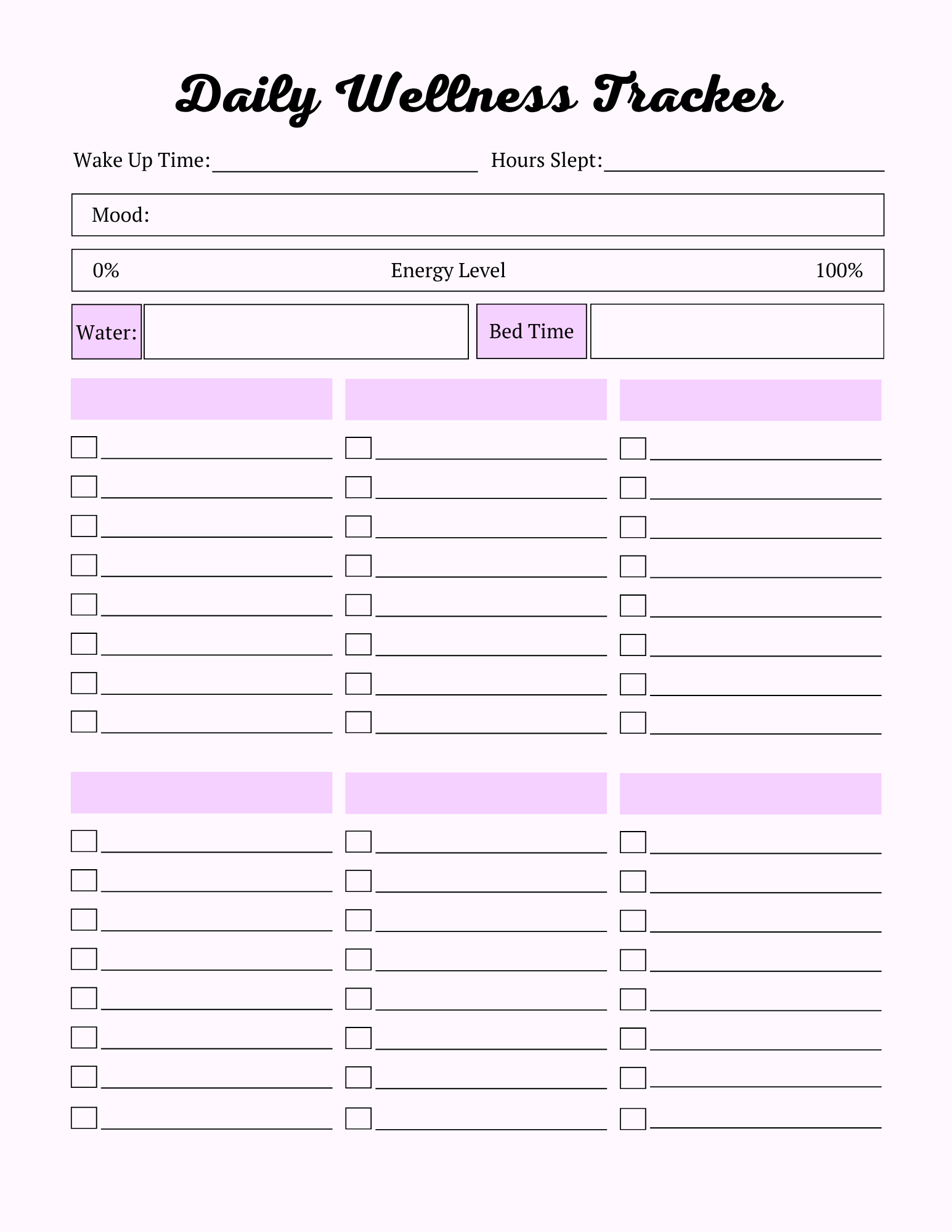 Colorful Self Care Planner