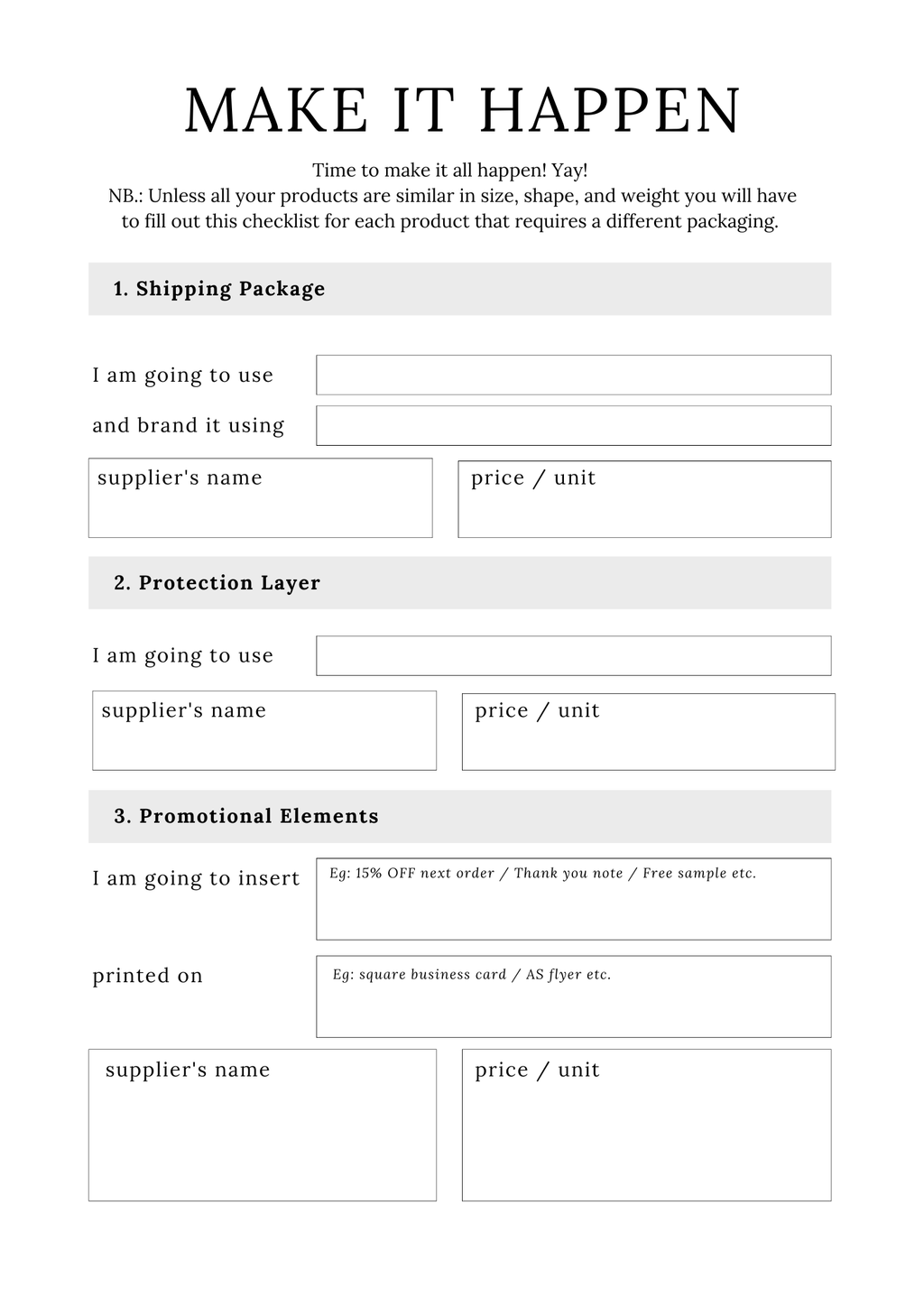 Handmade Business Planner