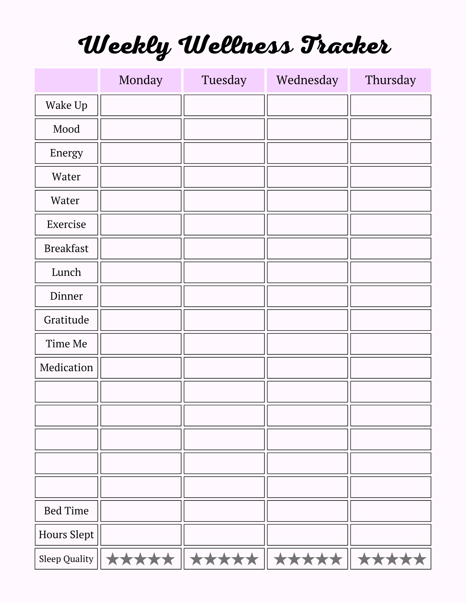 Colorful Self Care Planner
