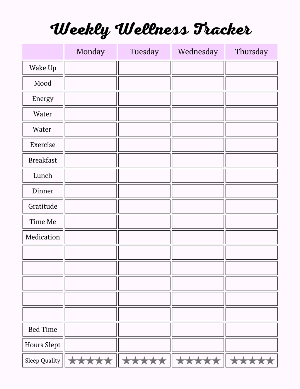 Colorful Self Care Planner