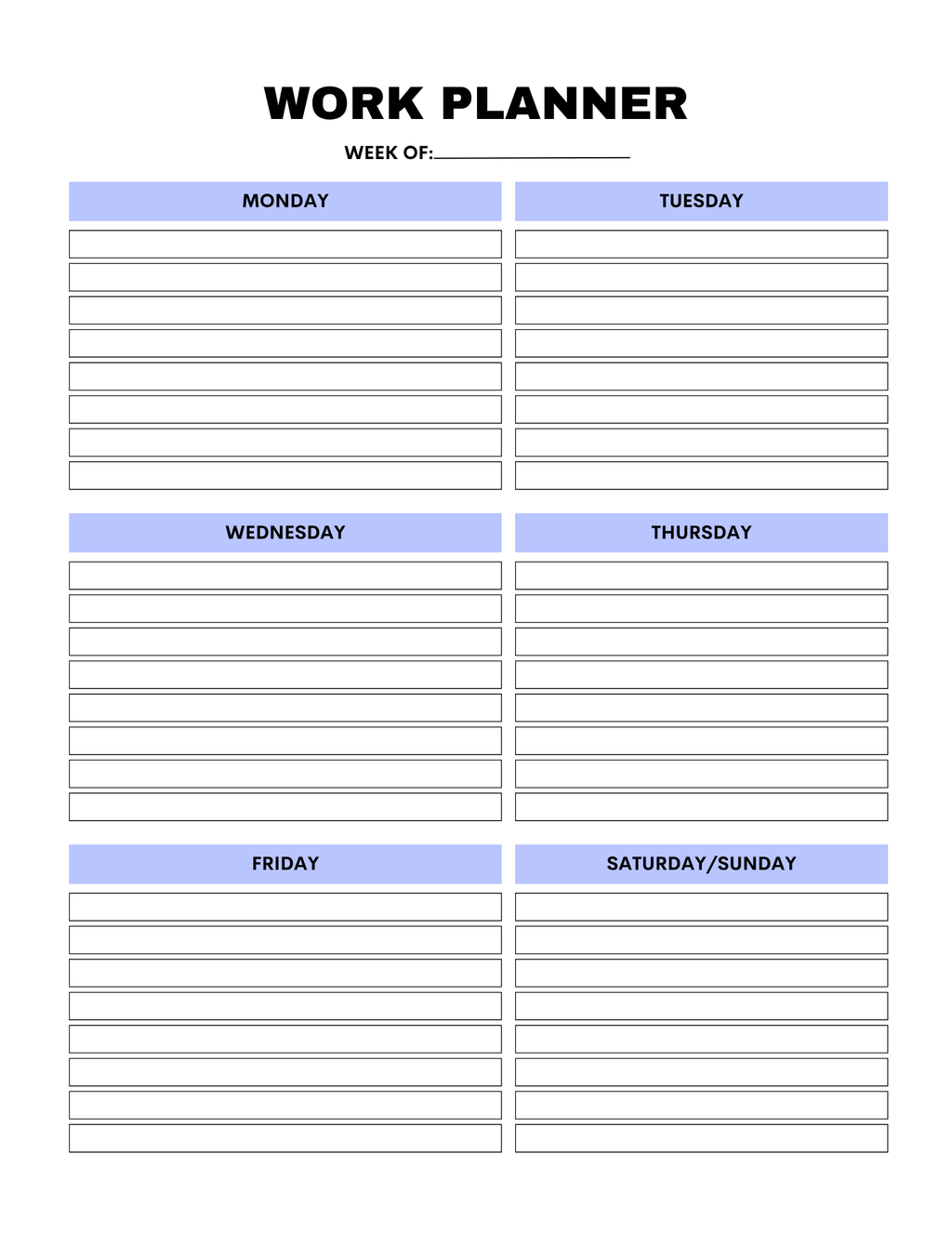 Work From Home Planner