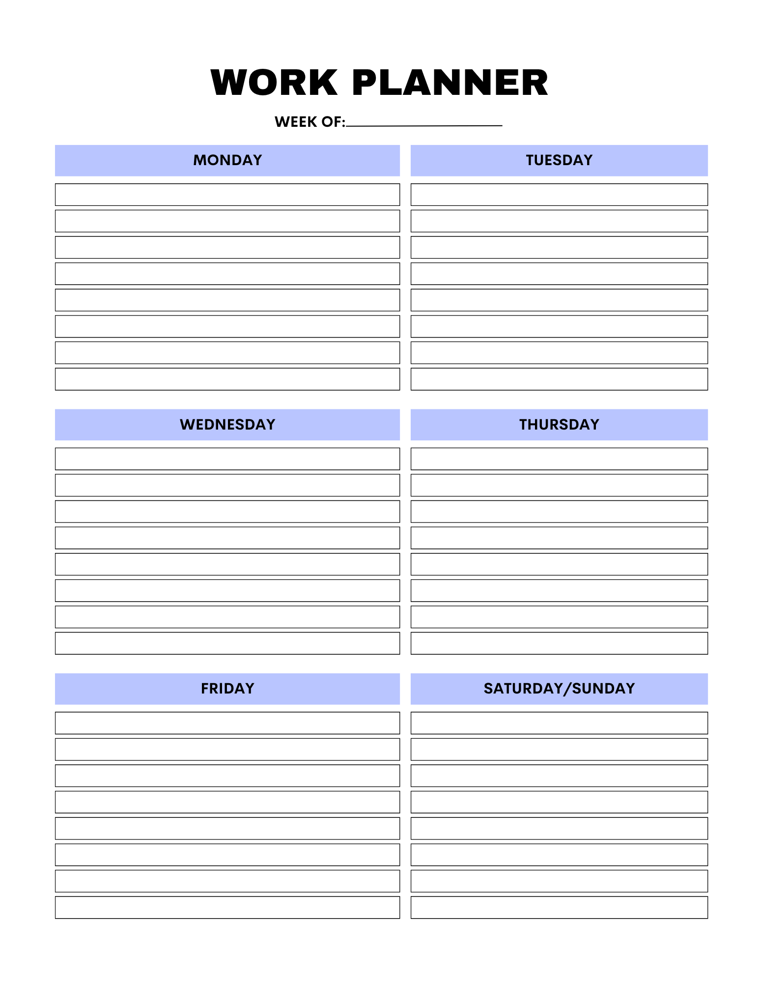 Work From Home Planner