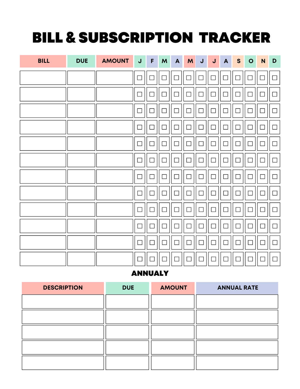 Vibrant Rainbow Budget Planner