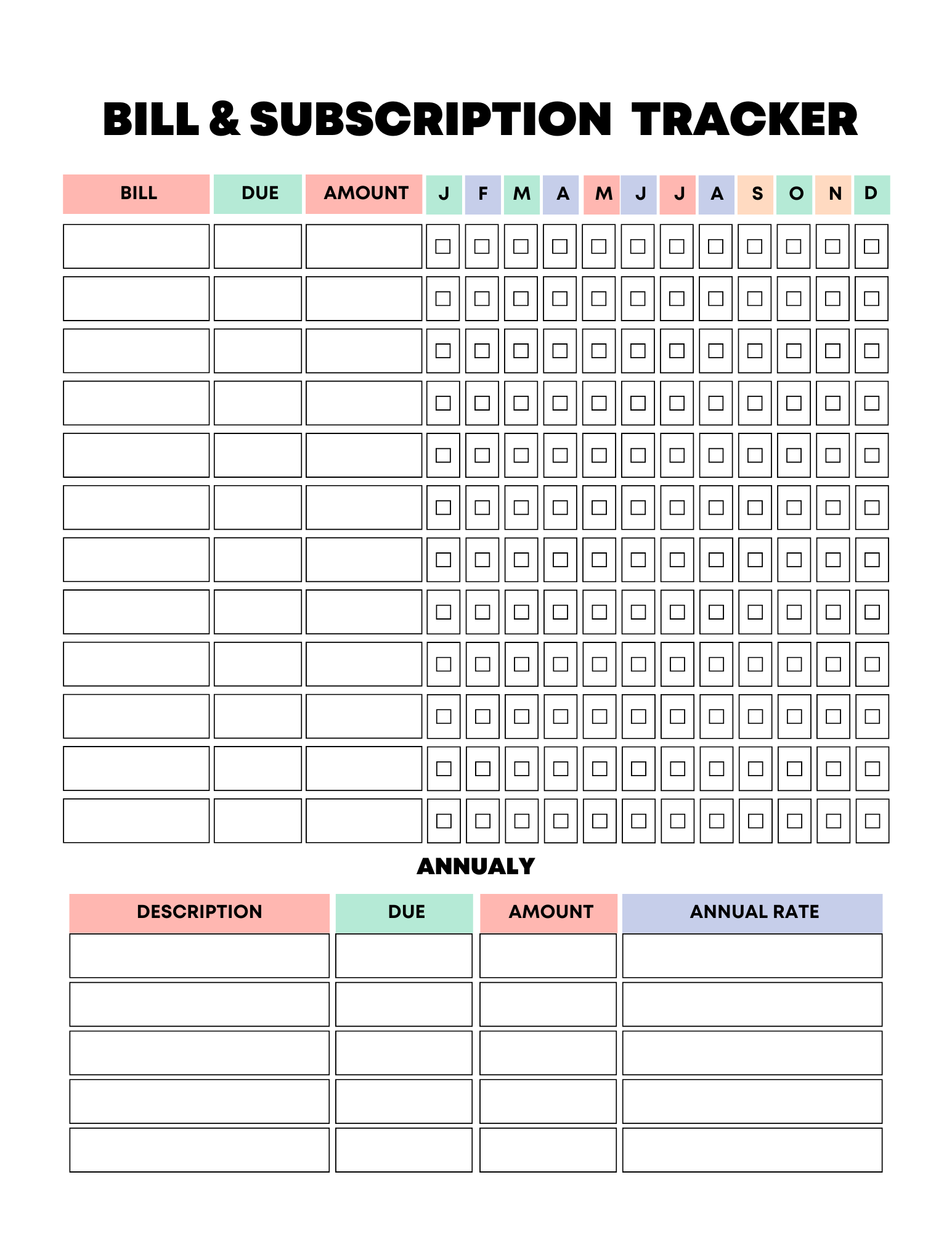 Vibrant Rainbow Budget Planner