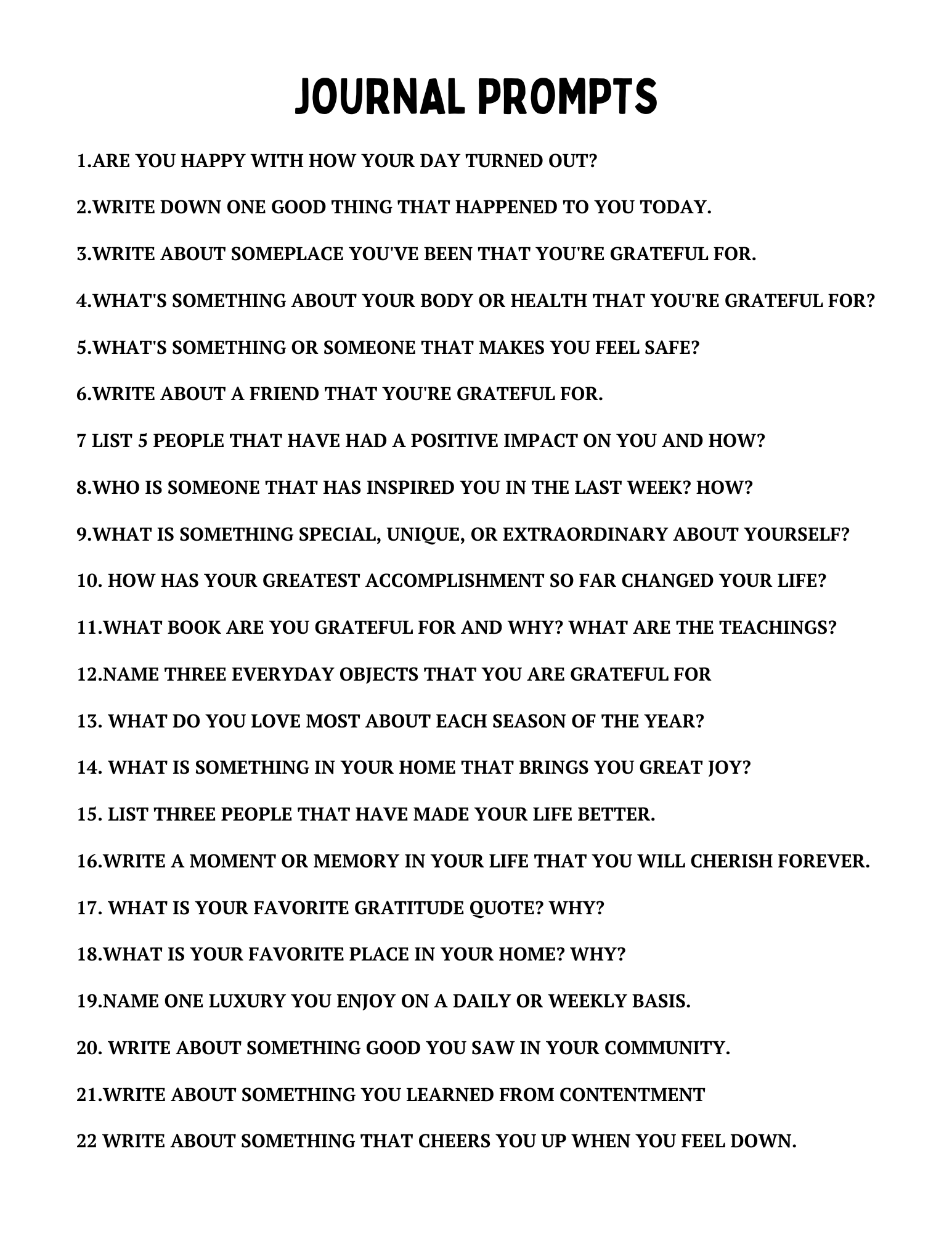 120 Gratitude Journal Prompts