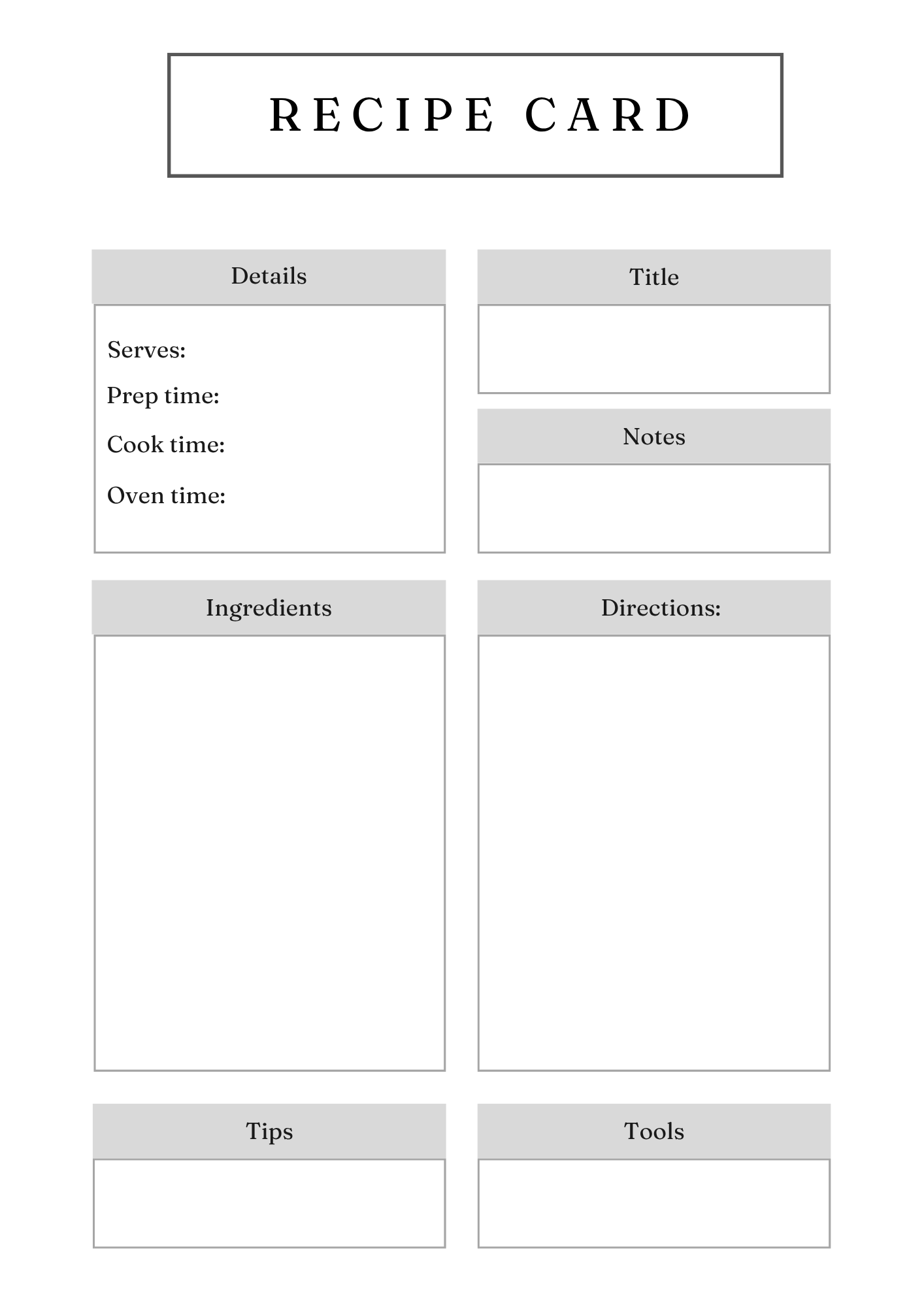 Gourmet Recipe Card Set & Bundle