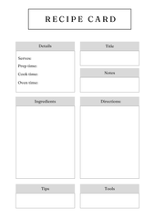 Gourmet Recipe Card Set & Bundle