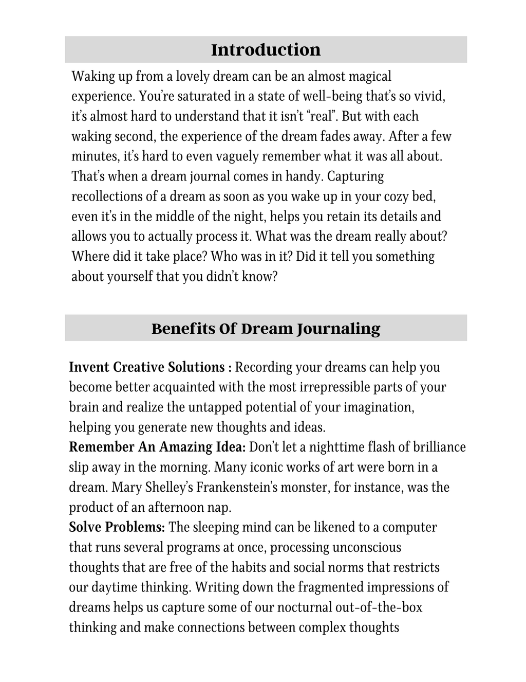 Dream Journal & Diary