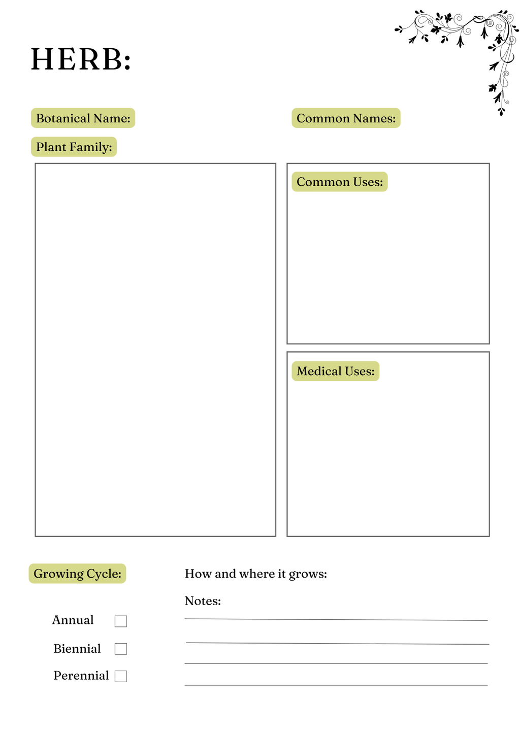 Herbs & Essential Oil Planner
